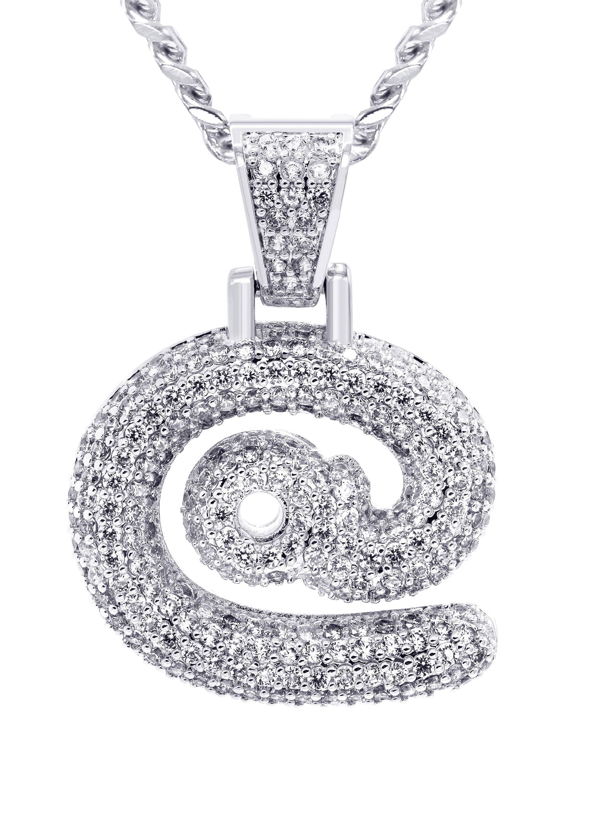 Manufacturer 30 White Gold Plated Cuban Link Chain & @ Pendant | Appx. 18 Grams