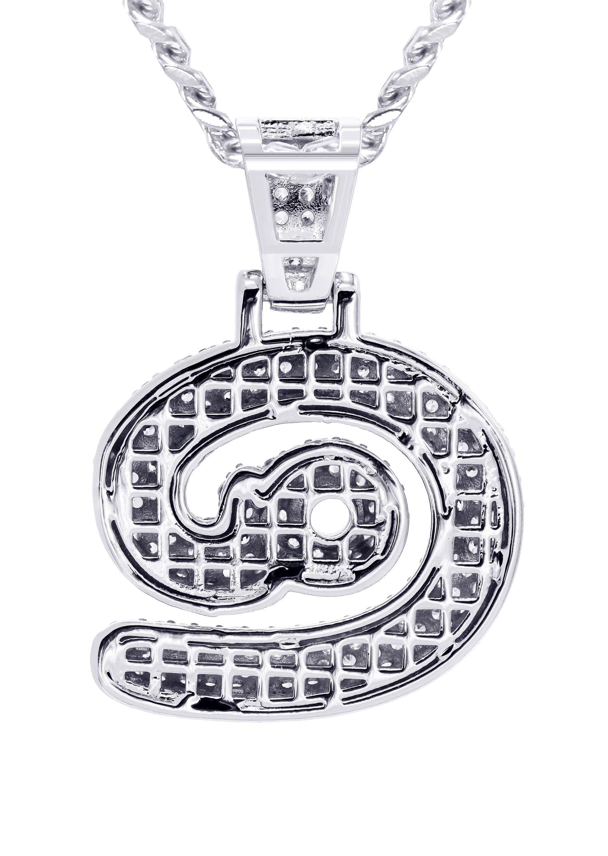 Manufacturer 30 White Gold Plated Cuban Link Chain & @ Pendant | Appx. 18 Grams