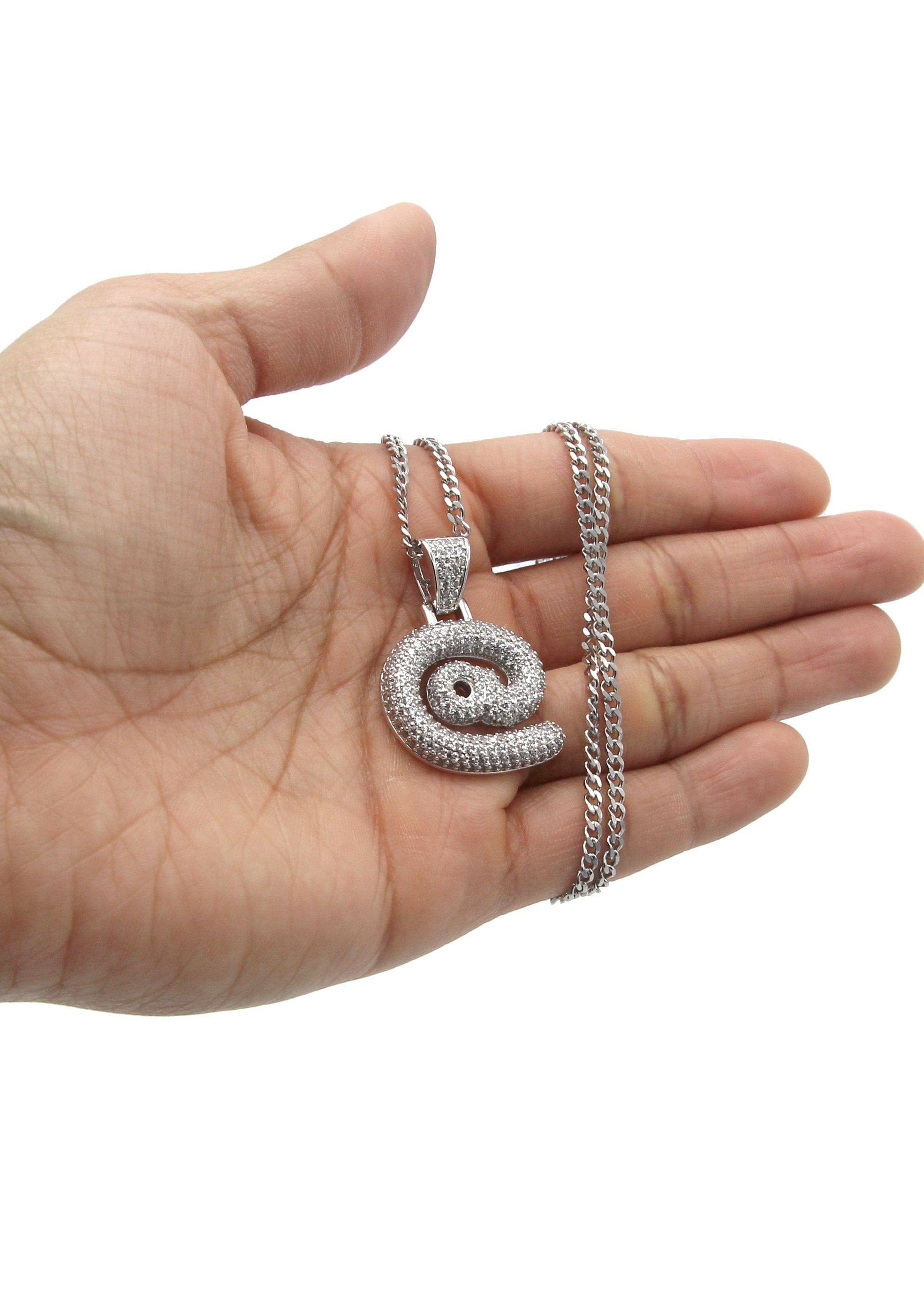 Manufacturer 30 White Gold Plated Cuban Link Chain & @ Pendant | Appx. 18 Grams