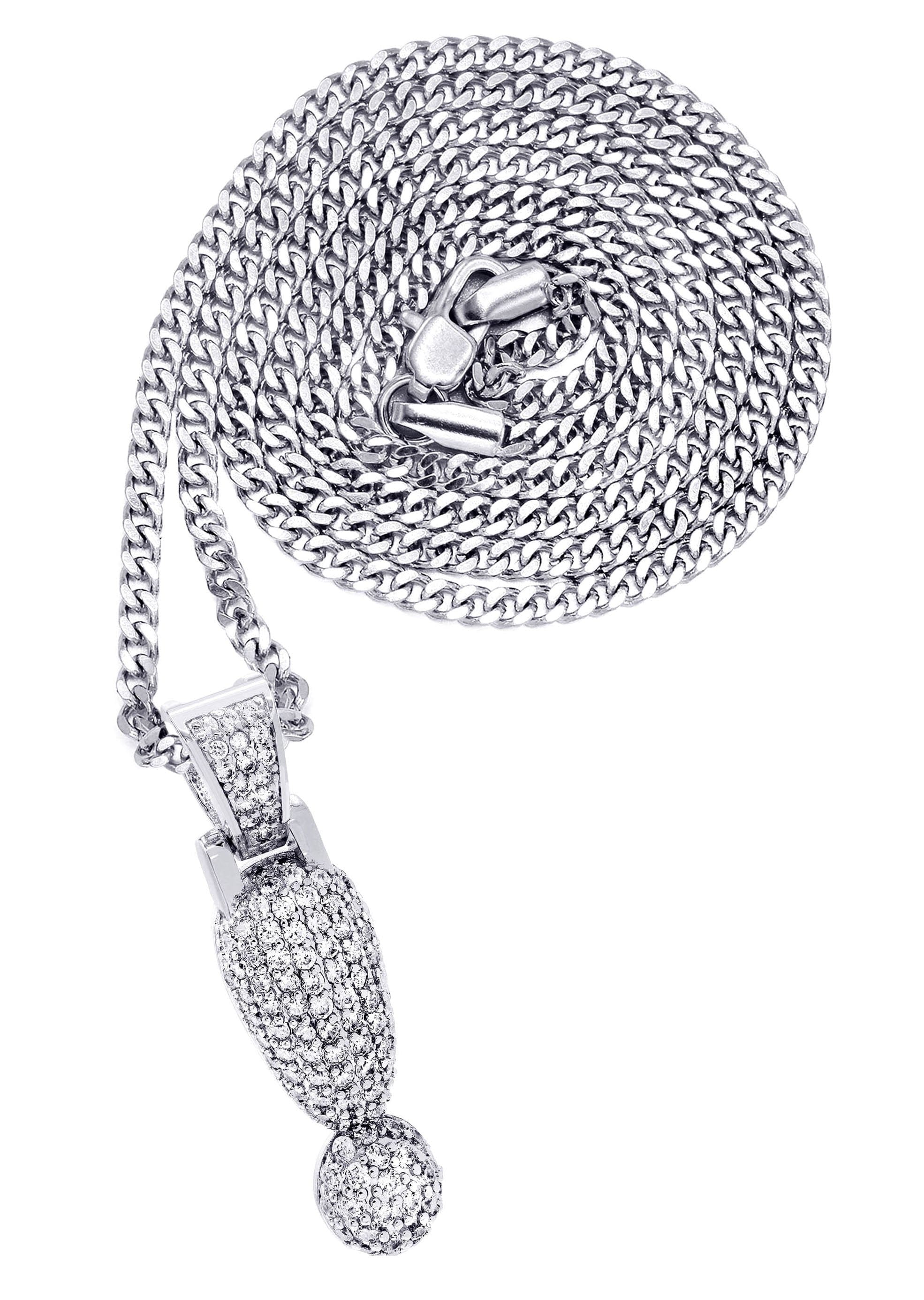 Manufacturer 30 White Gold Plated Cuban Link Chain & ! Pendant | Appx. 13.1 Grams