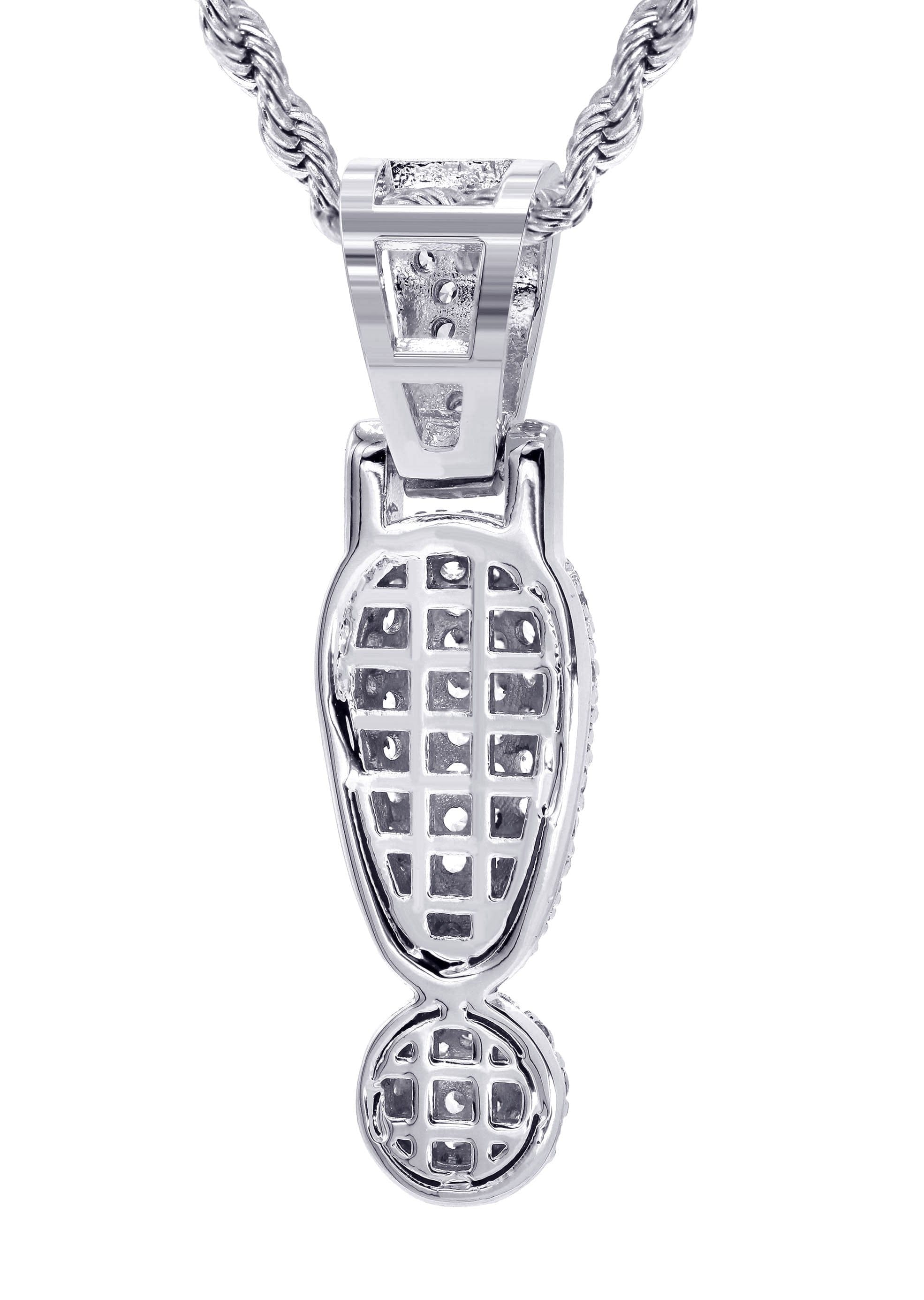 Manufacturer 30 White Gold Plated Cuban Link Chain & ! Pendant | Appx. 13.1 Grams
