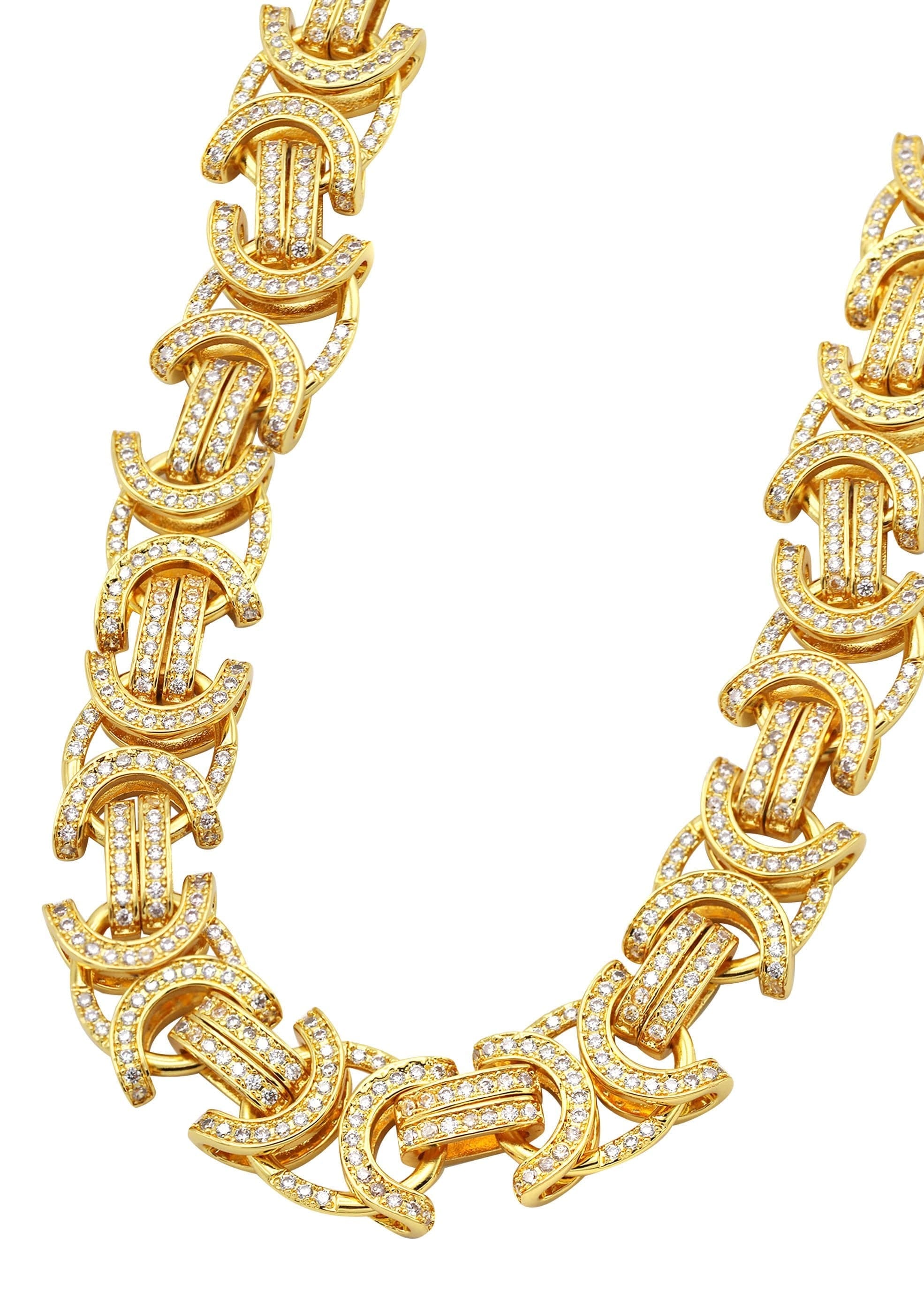 Manufacturer 31 Gold Plated Iced Out Mens Byzantine Chain