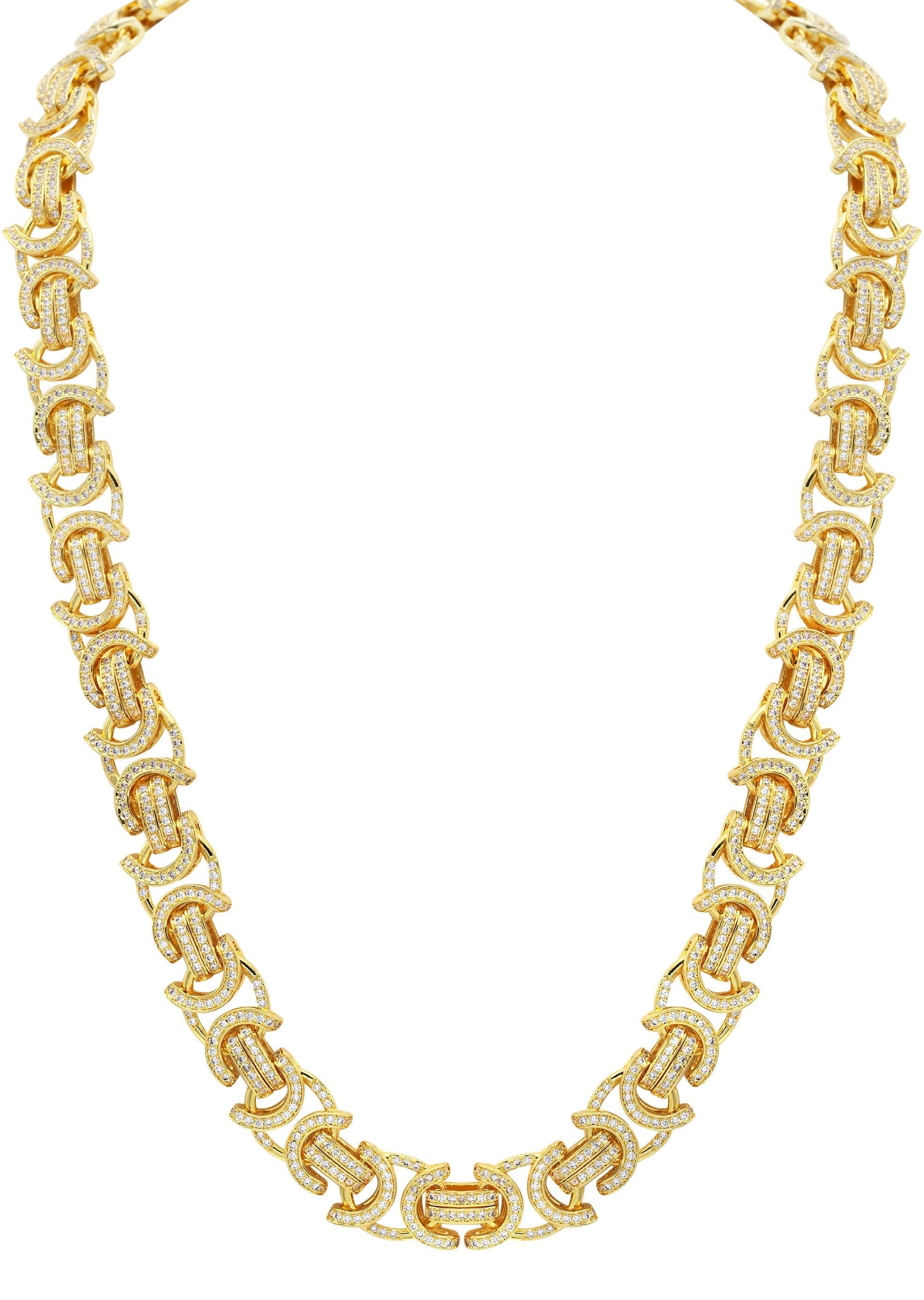 Manufacturer 31 Gold Plated Iced Out Mens Byzantine Chain