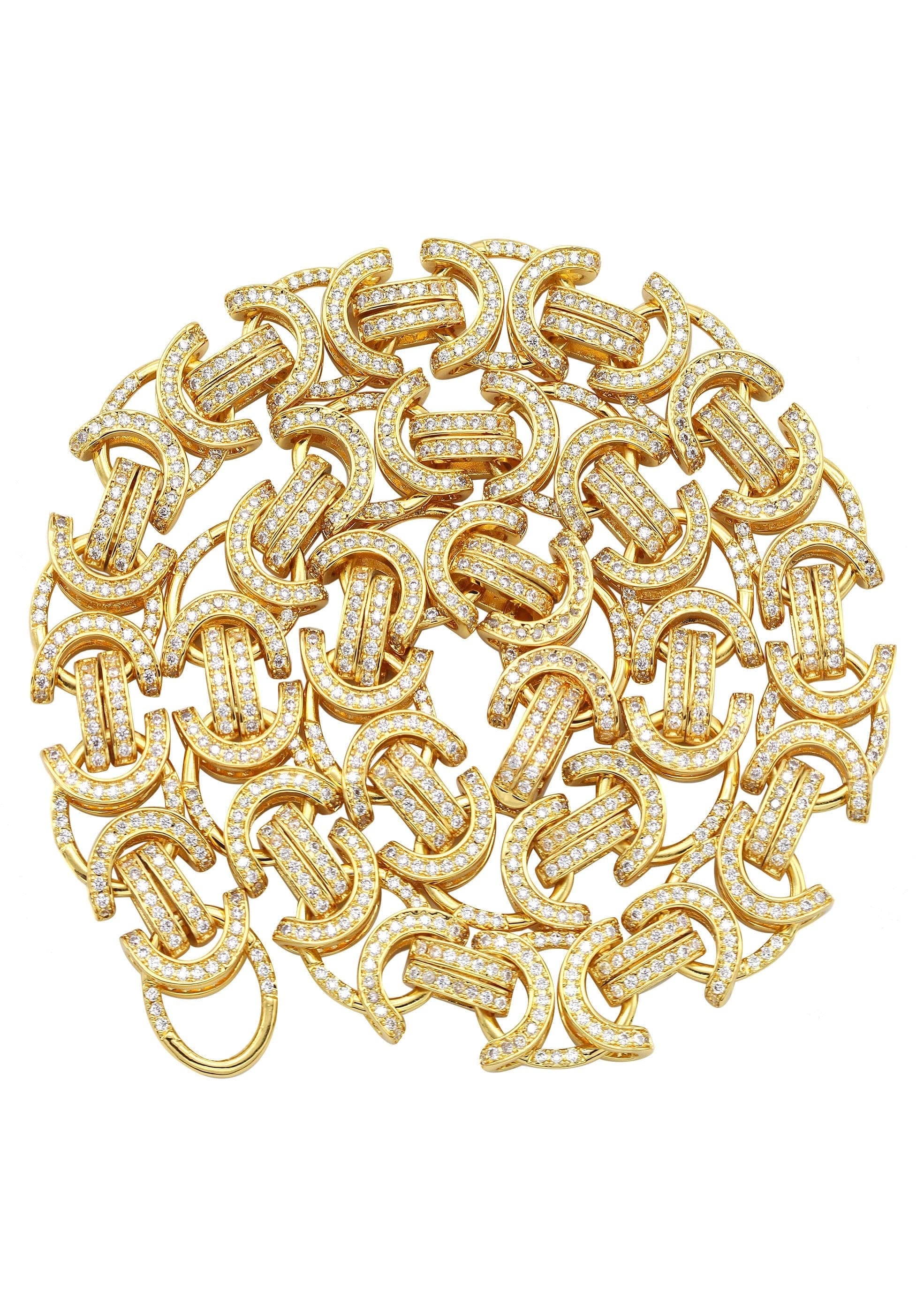 Manufacturer 31 Gold Plated Iced Out Mens Byzantine Chain