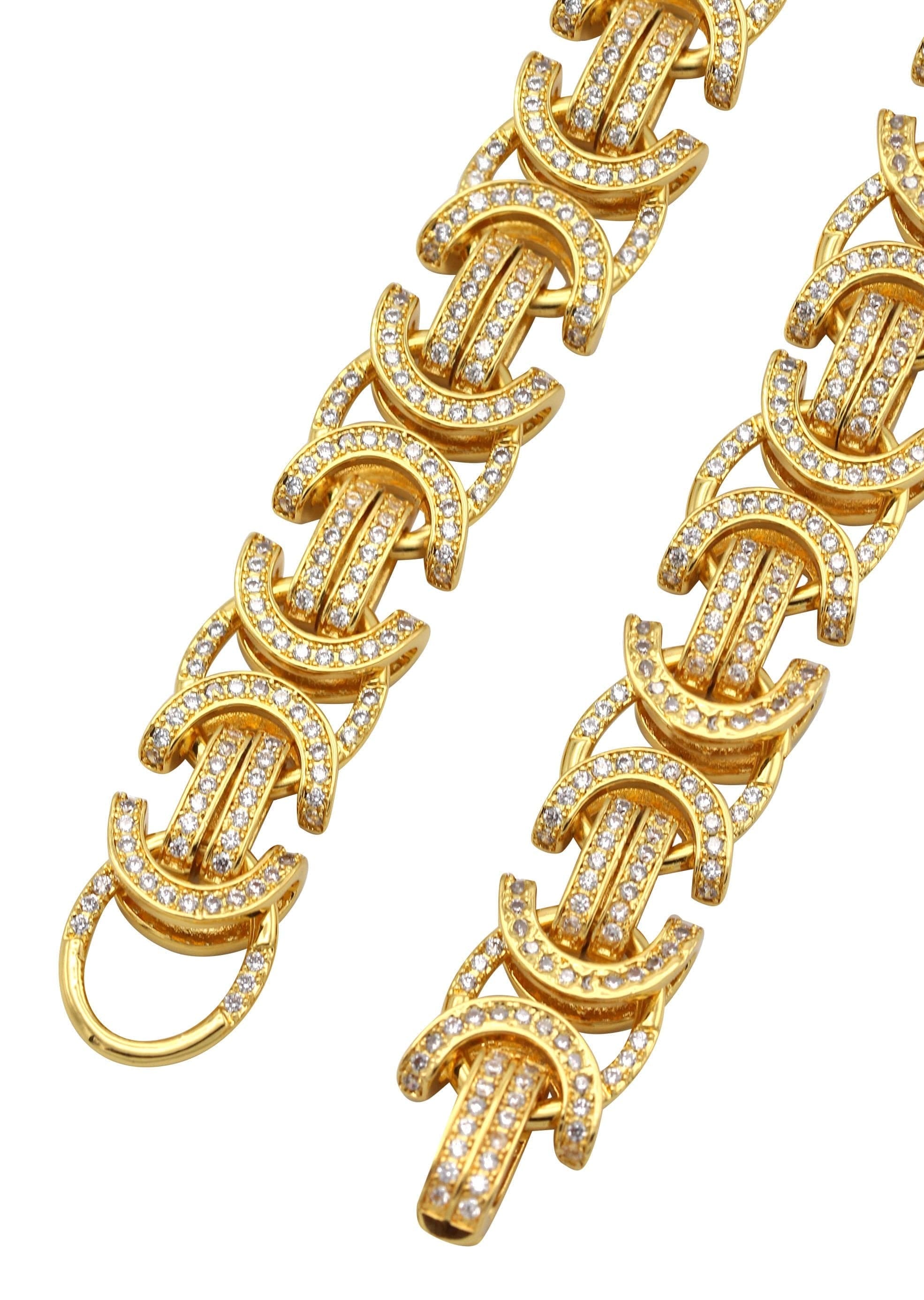 Manufacturer 31 Gold Plated Iced Out Mens Byzantine Chain