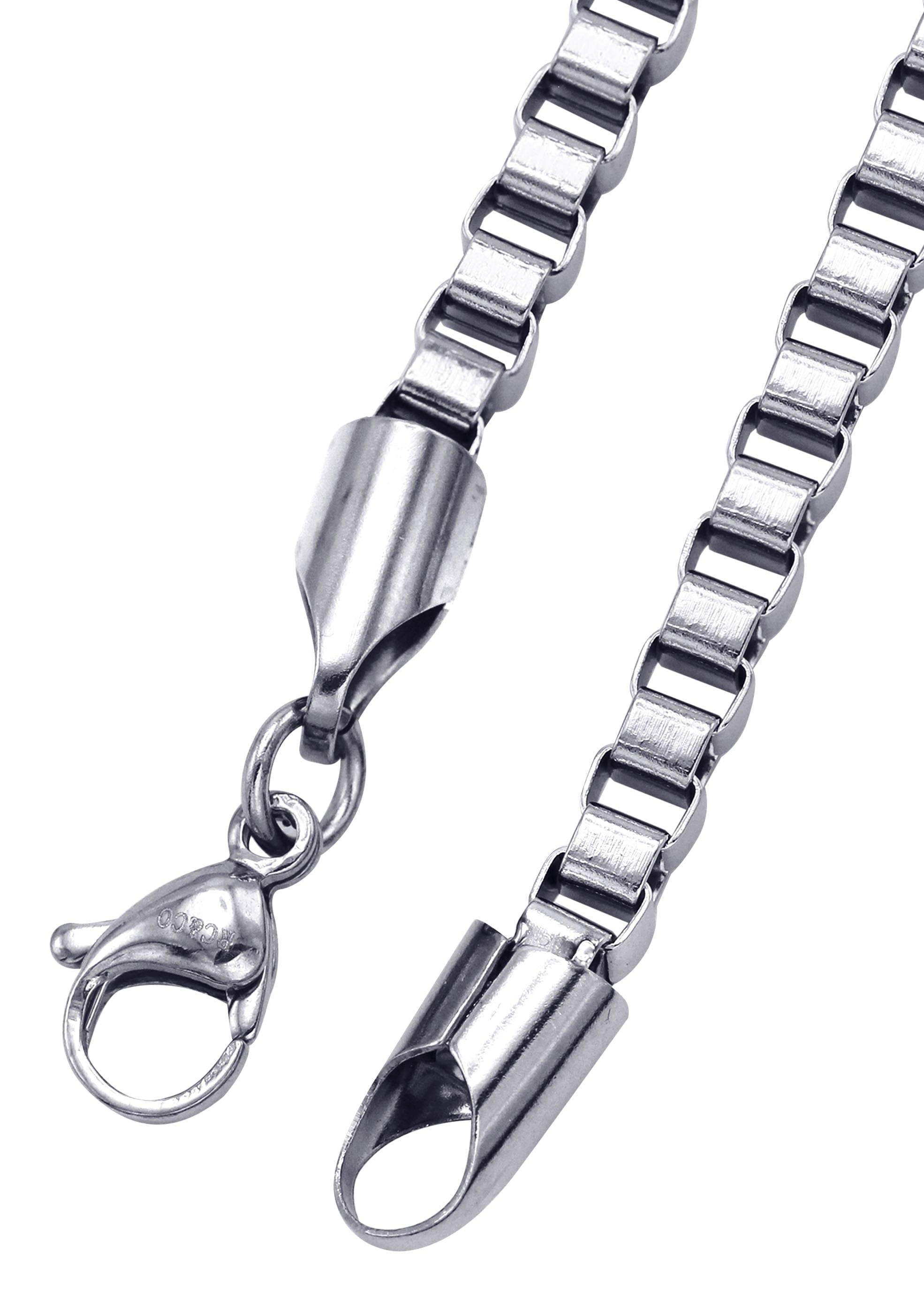 Manufacturer 30 White Gold Plated Box Chain