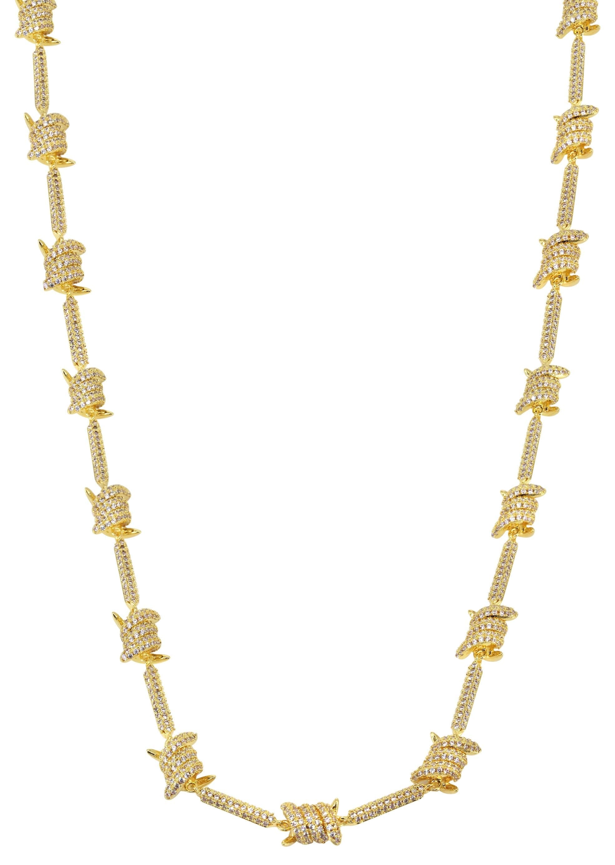 Manufacturer 30 Gold Plated Iced Out Barbed Wire Chain