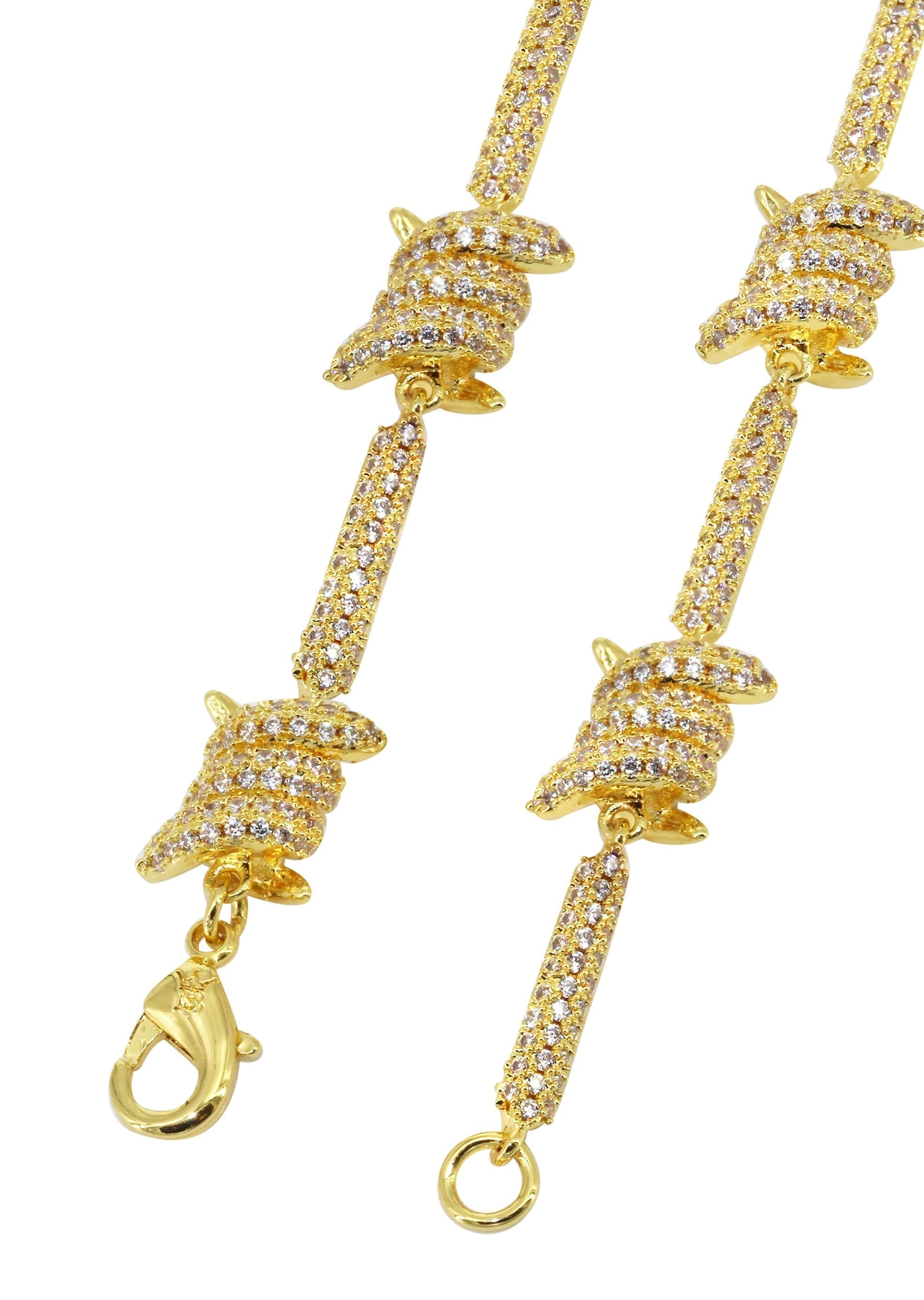 Manufacturer 30 Gold Plated Iced Out Barbed Wire Chain