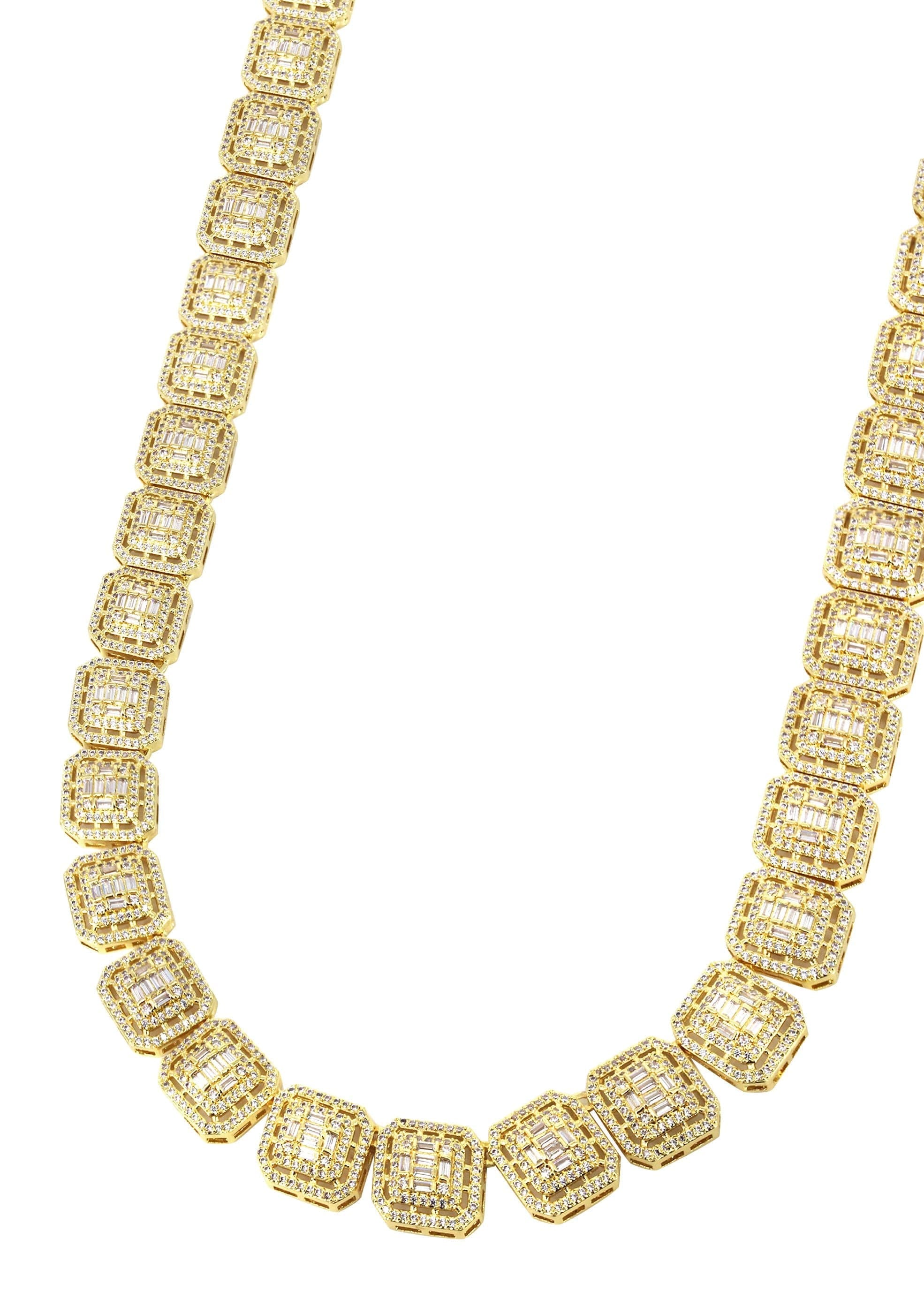 Manufacturer 30 Gold Plated Iced Out Square Cluster Tennis Chain