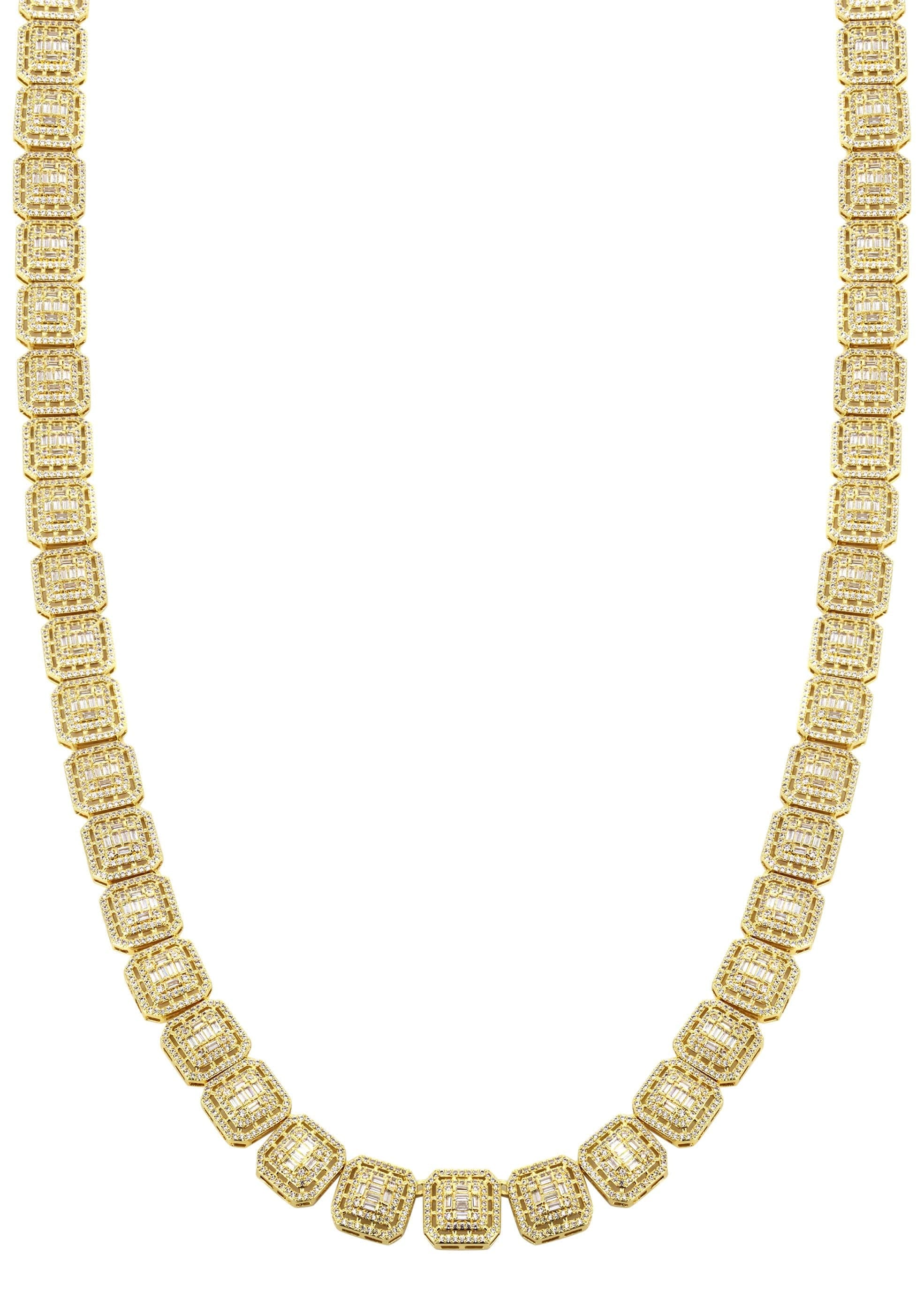 Manufacturer 30 Gold Plated Iced Out Square Cluster Tennis Chain