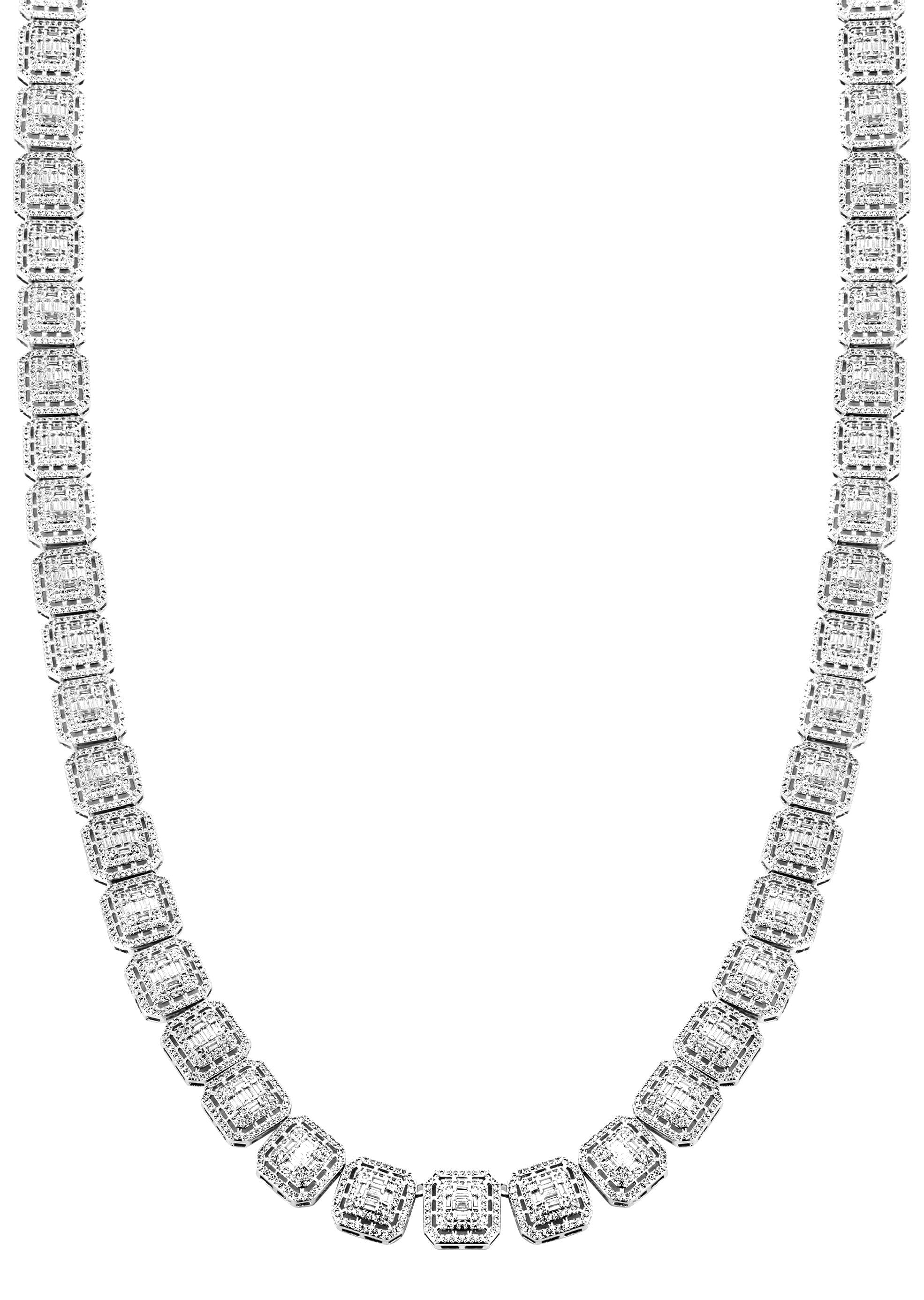 Manufacturer 30 White Gold Plated Iced Out Square Cluster Tennis Chain