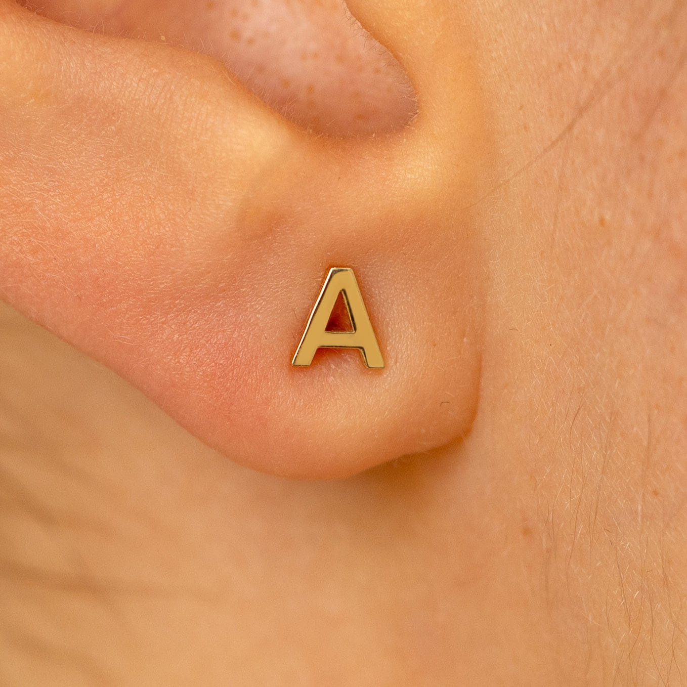 Automic Gold Studio Block Initial Earring