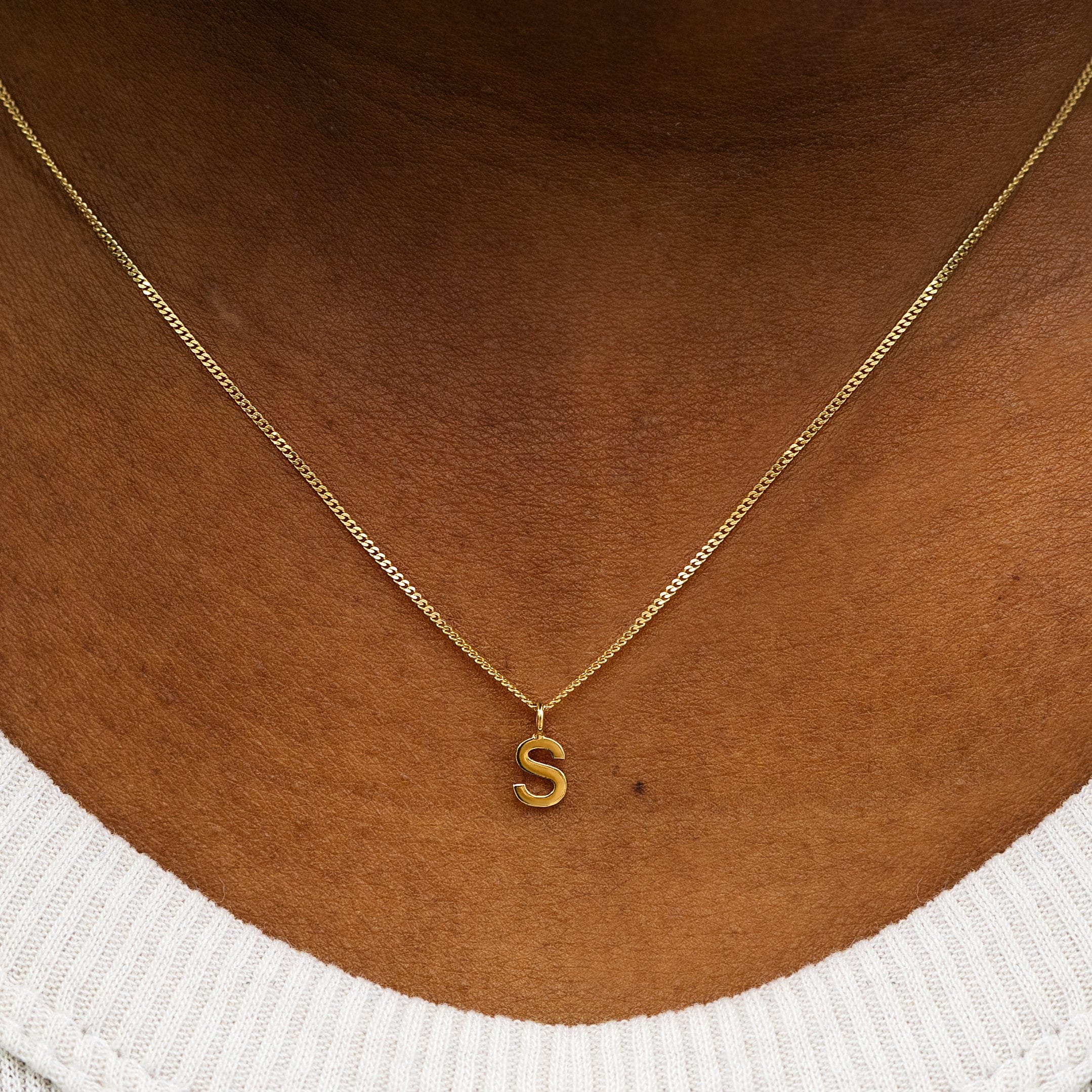Automic Gold Studio Block Initial Charm Necklace