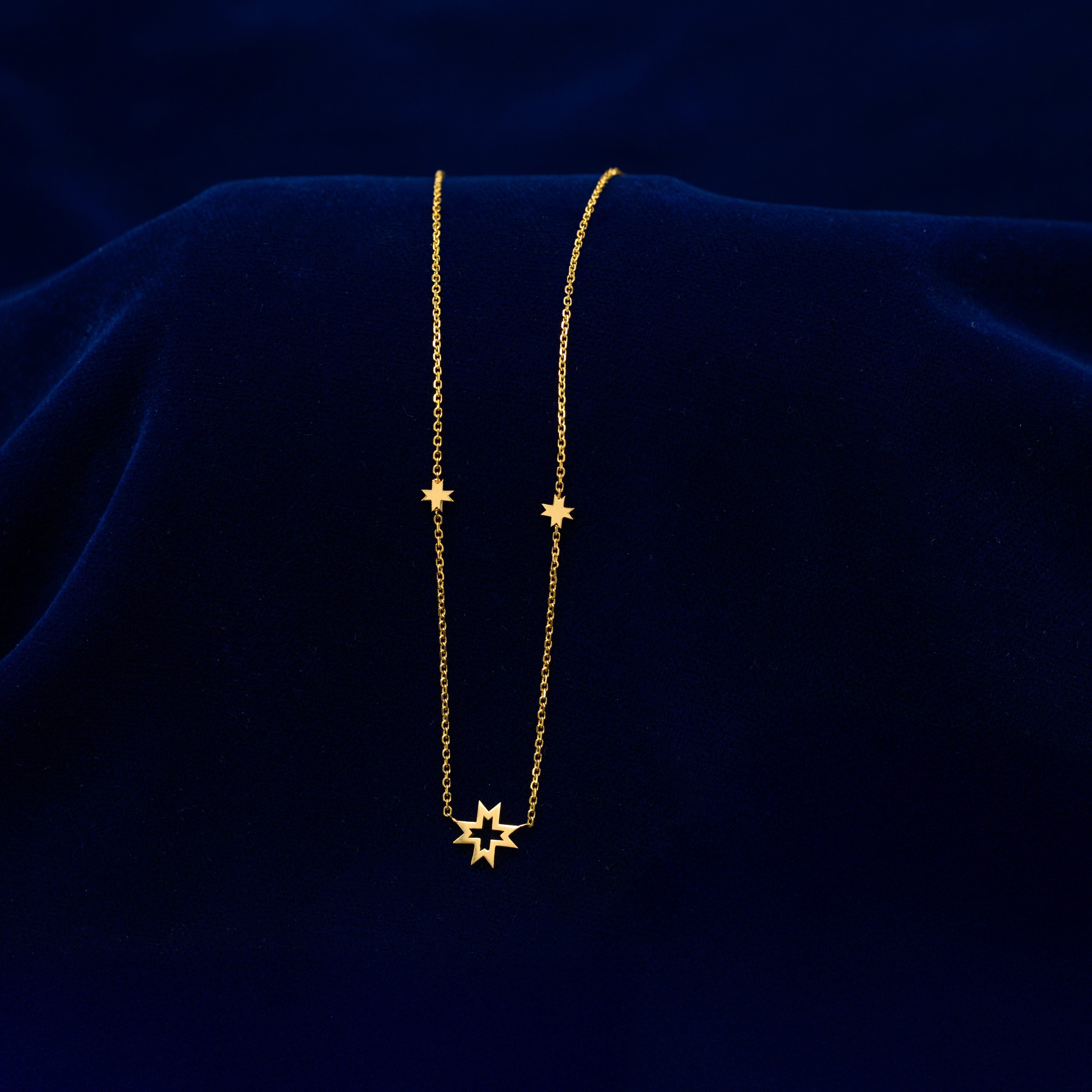 Automic Gold Studio Past Present Future 8 Pointed Stars Necklace
