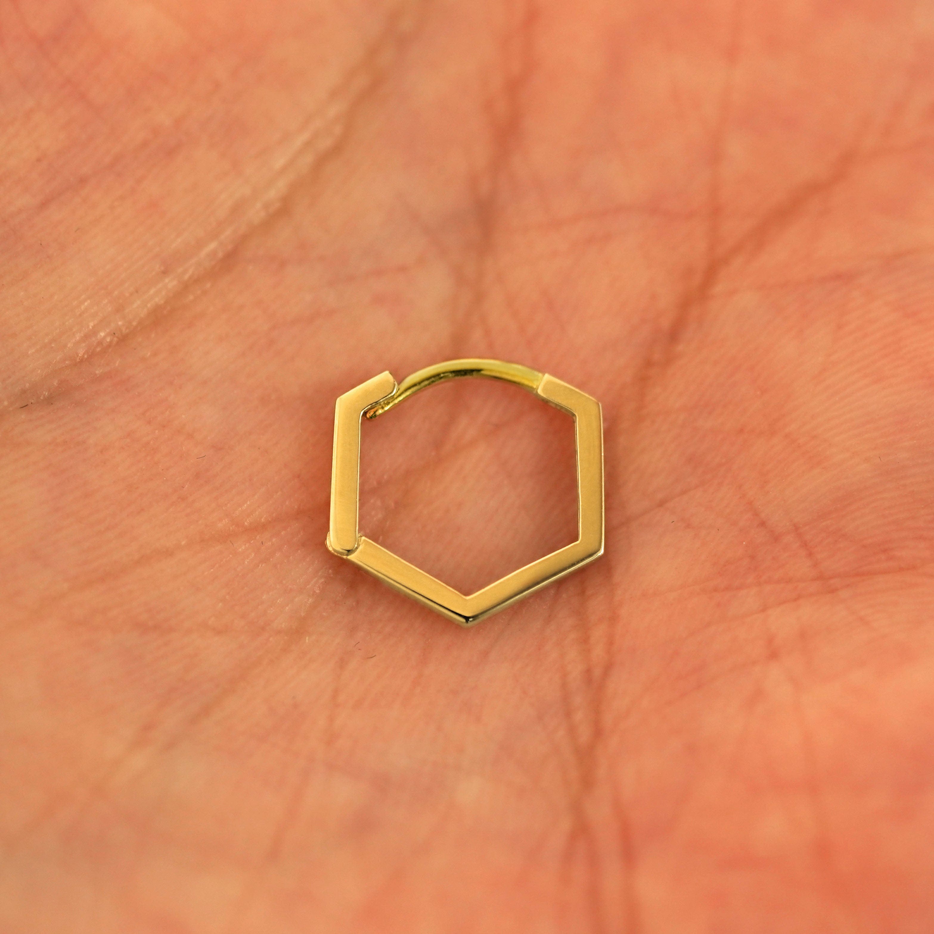 Automic Gold Studio Hexagon Huggie Hoops