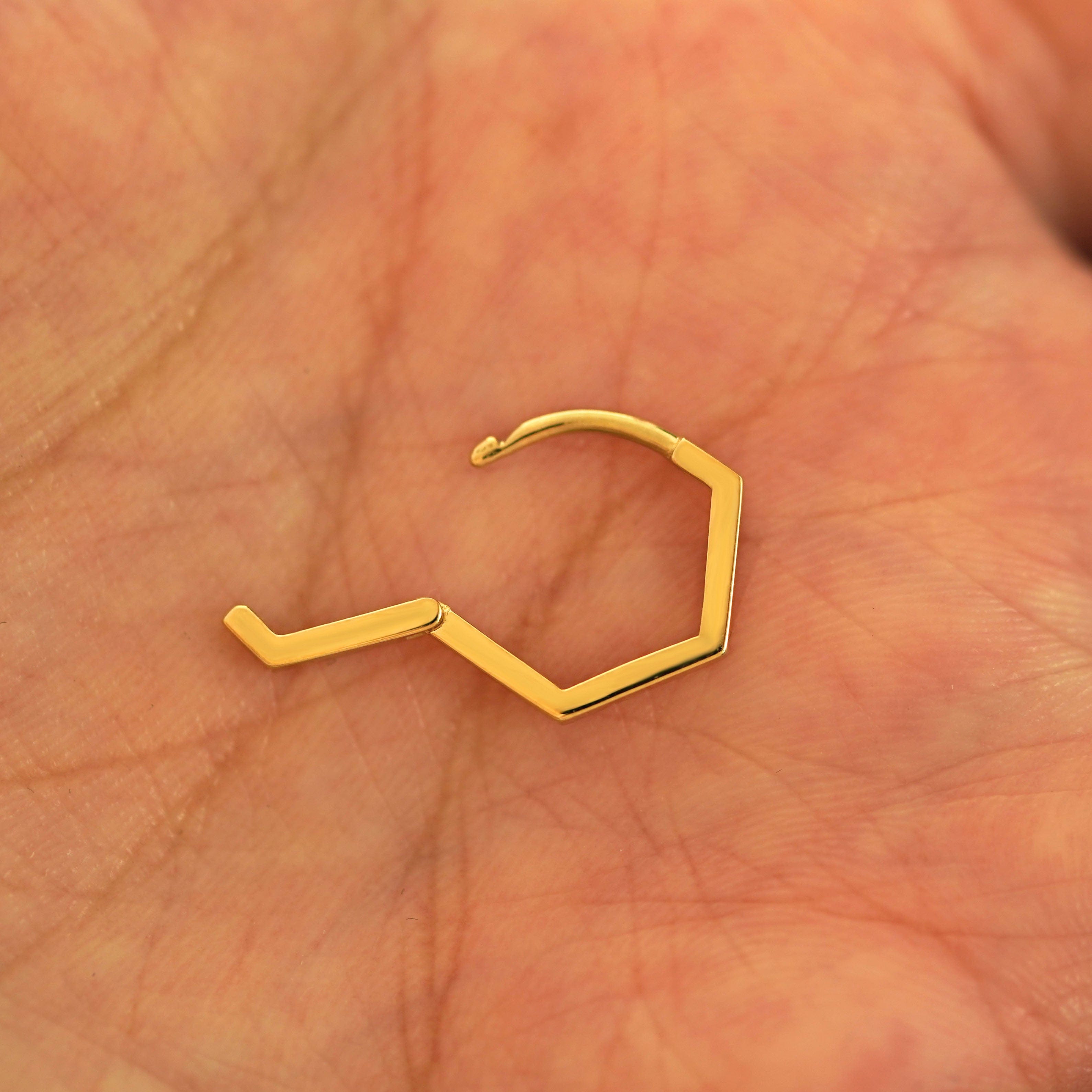 Automic Gold Studio Hexagon Huggie Hoops
