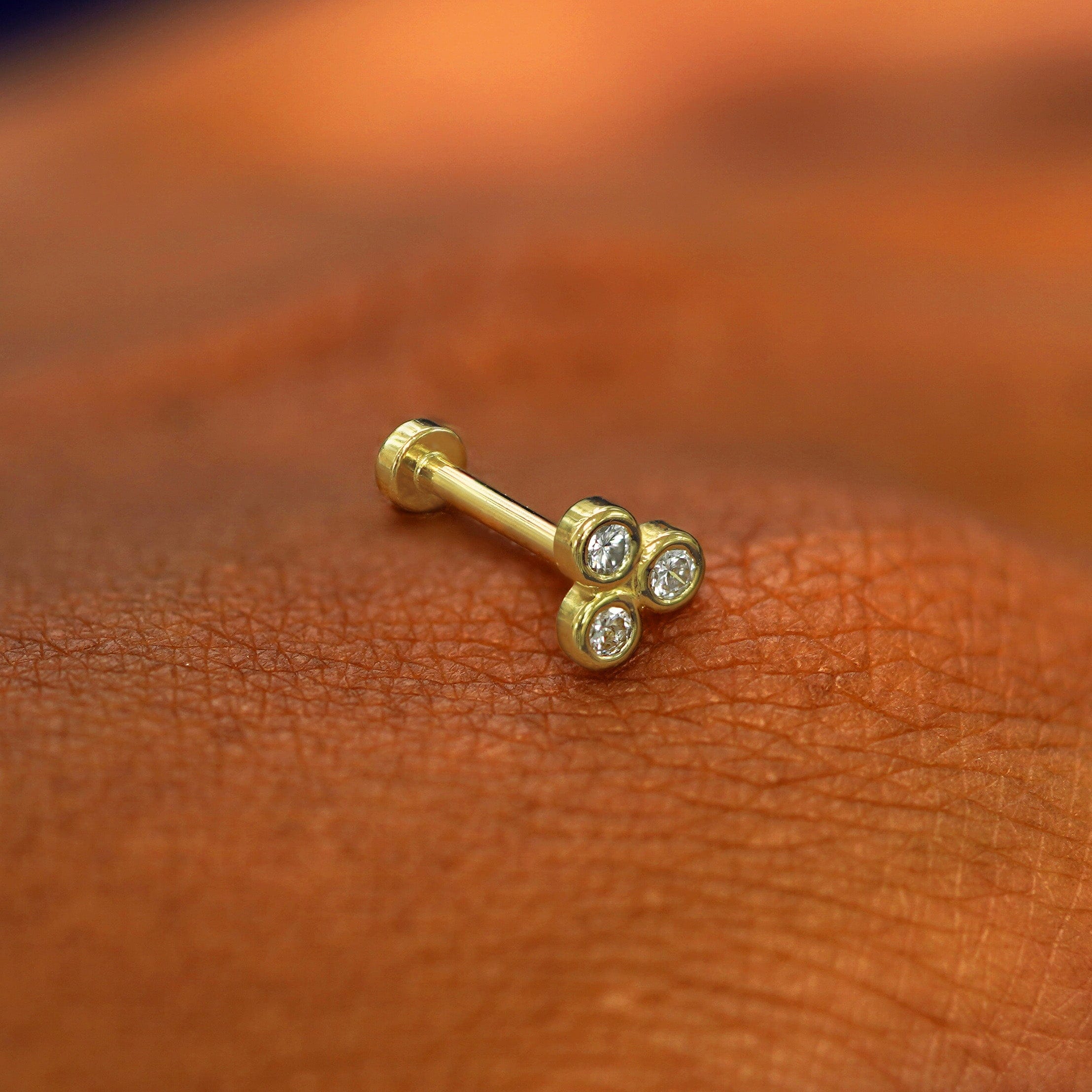 Automic Gold Studio Lab Diamond Trio Flatback Piercing