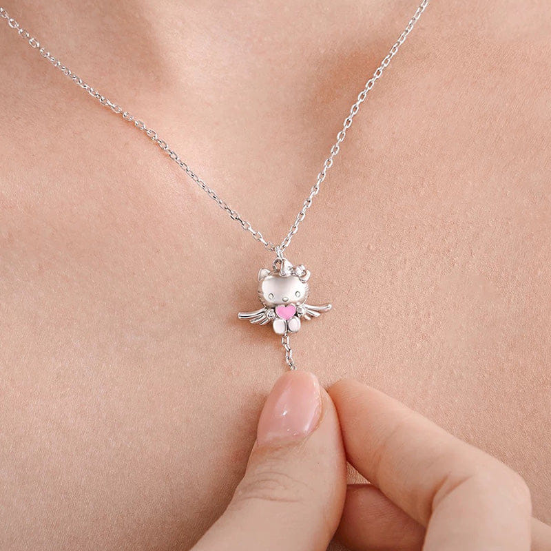 Hello Kitty Authentic Hello Kitty Pink Wings 925 Sterling Silver Necklace