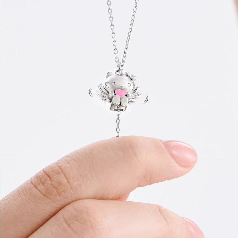 Hello Kitty Authentic Hello Kitty Pink Wings 925 Sterling Silver Necklace