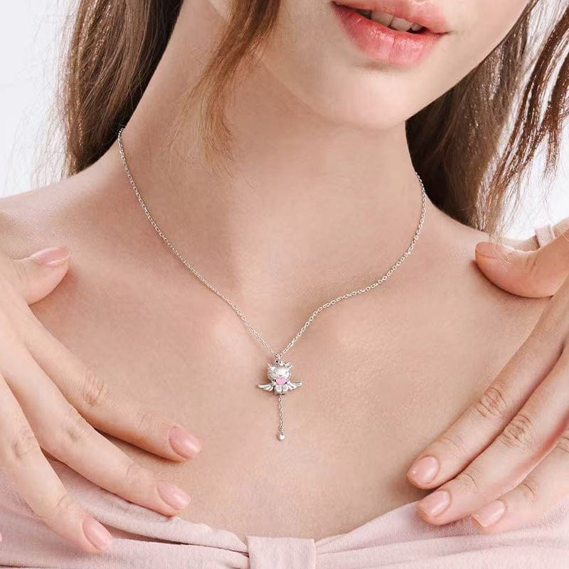 Hello Kitty Authentic Hello Kitty Pink Wings 925 Sterling Silver Necklace