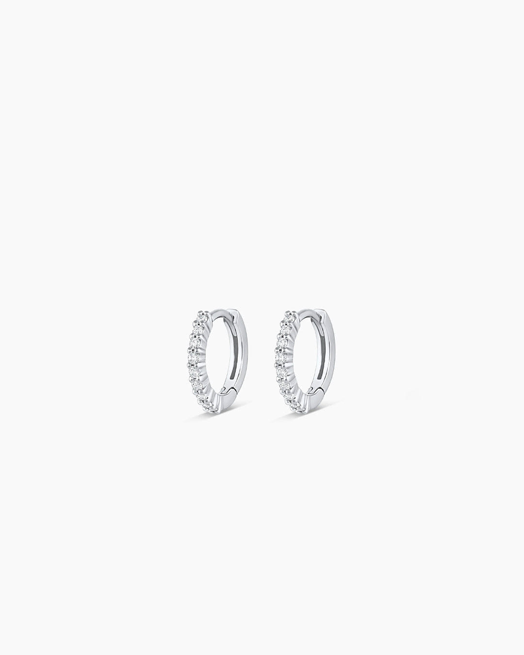 Fine 14K White Gold Diamond Pavé Huggies