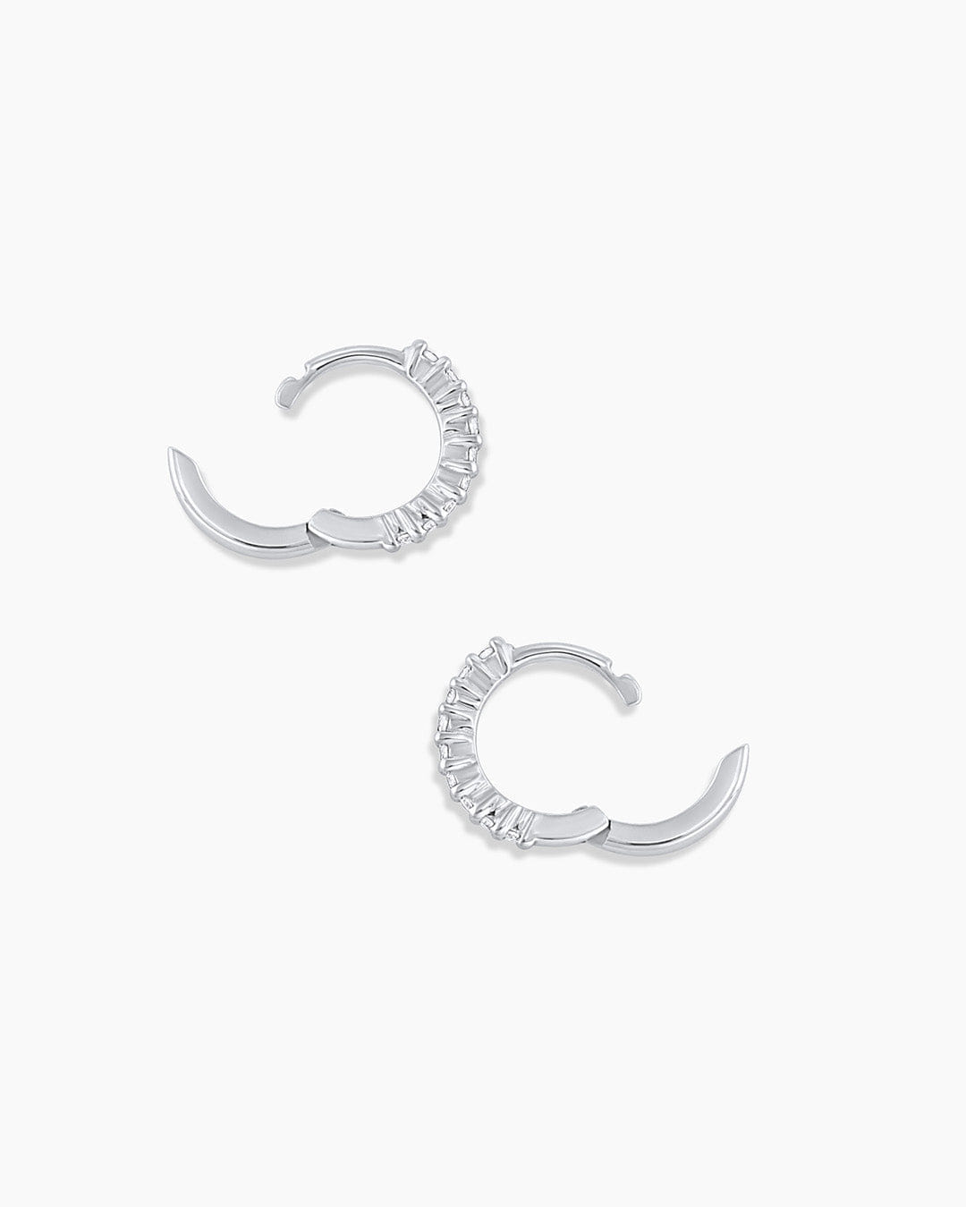 Fine 14K White Gold Diamond Pavé Huggies