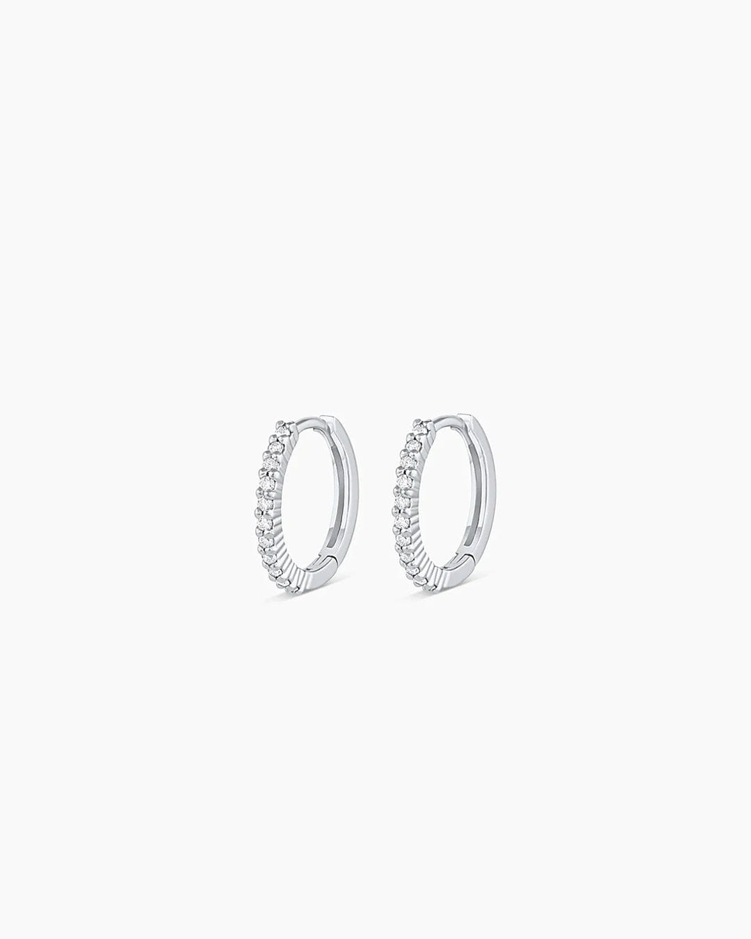 Fine 14K White Gold Diamond Pavé Huggies