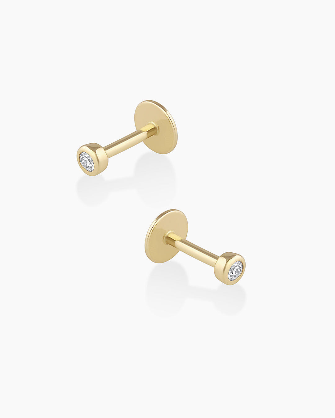 Fine 14K Classic Diamond Flat Back Studs