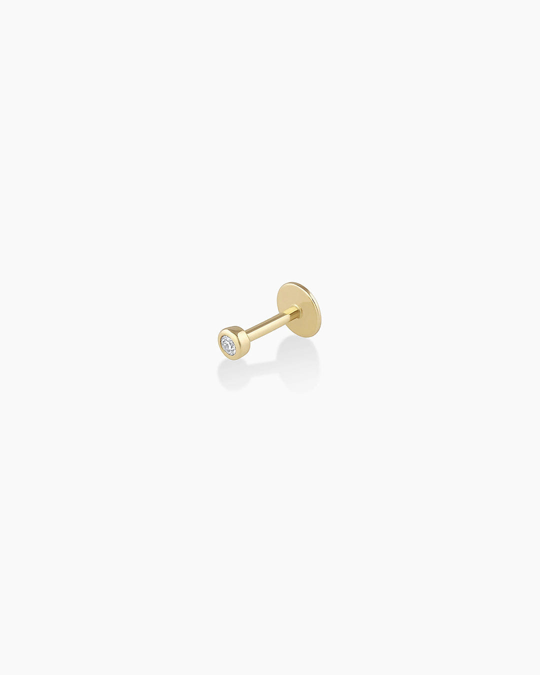 Fine 14K Classic Diamond Flat Back Single Stud