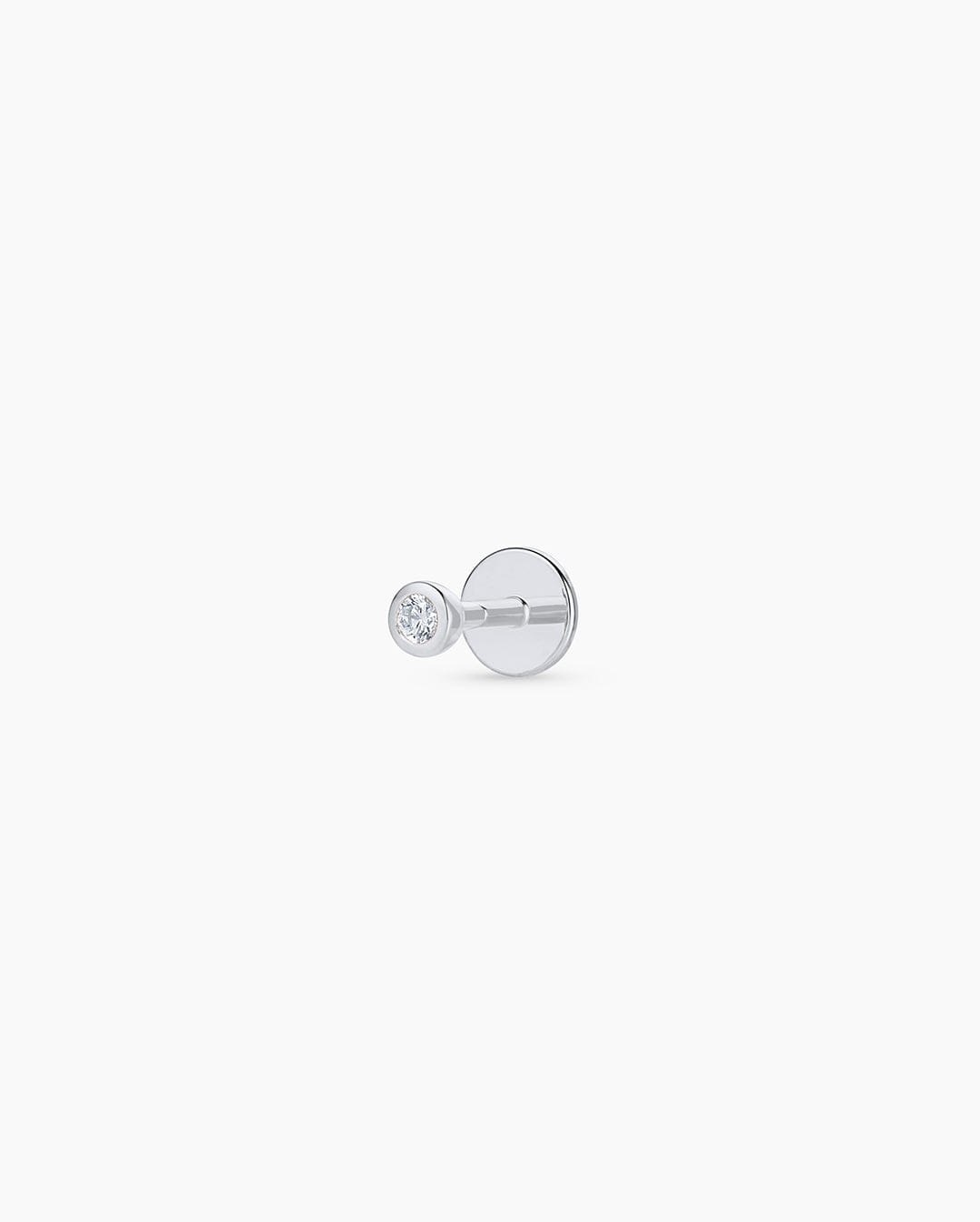 Fine 14K Classic Diamond Flat Back Single Stud