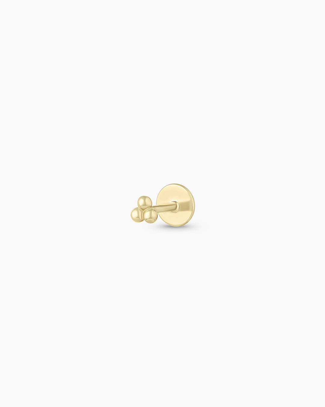Fine 14K Gold Trio Flat Back Single Stud