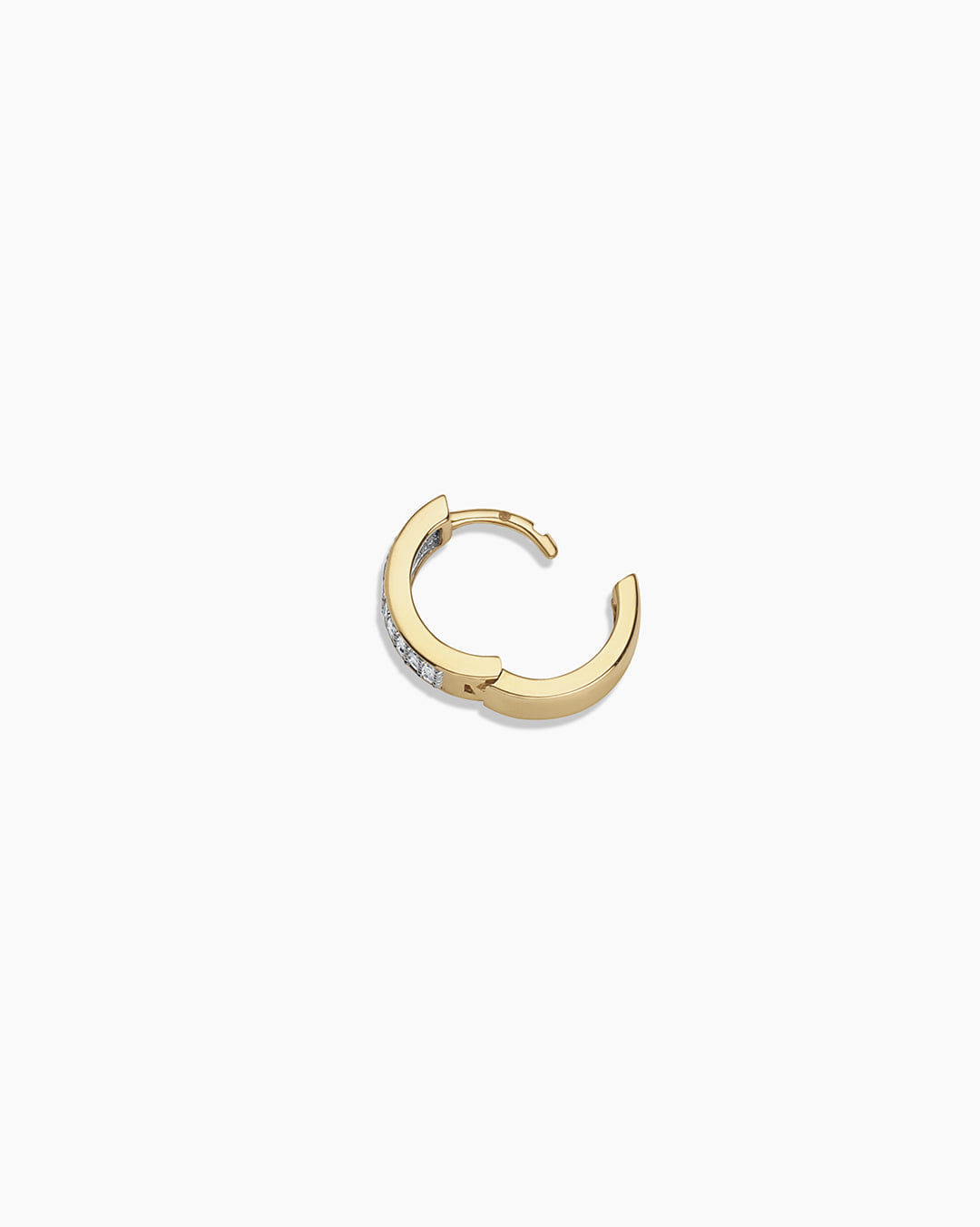 Fine 14K Diamond Rose Single Huggie