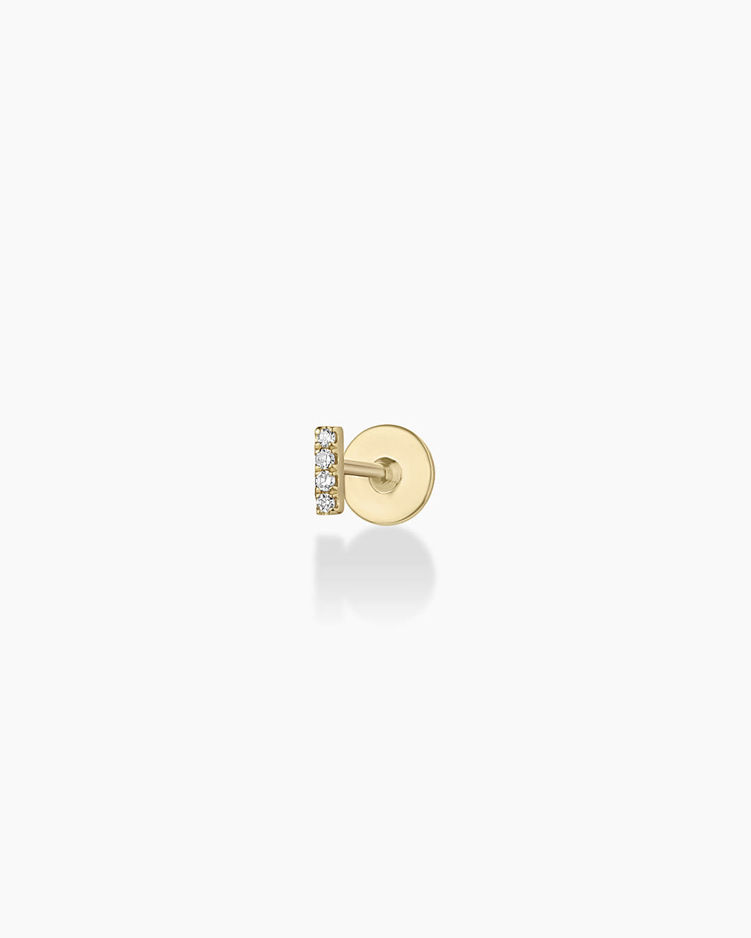 Fine 14K Diamond Pavé Bar Flat Back Single Stud