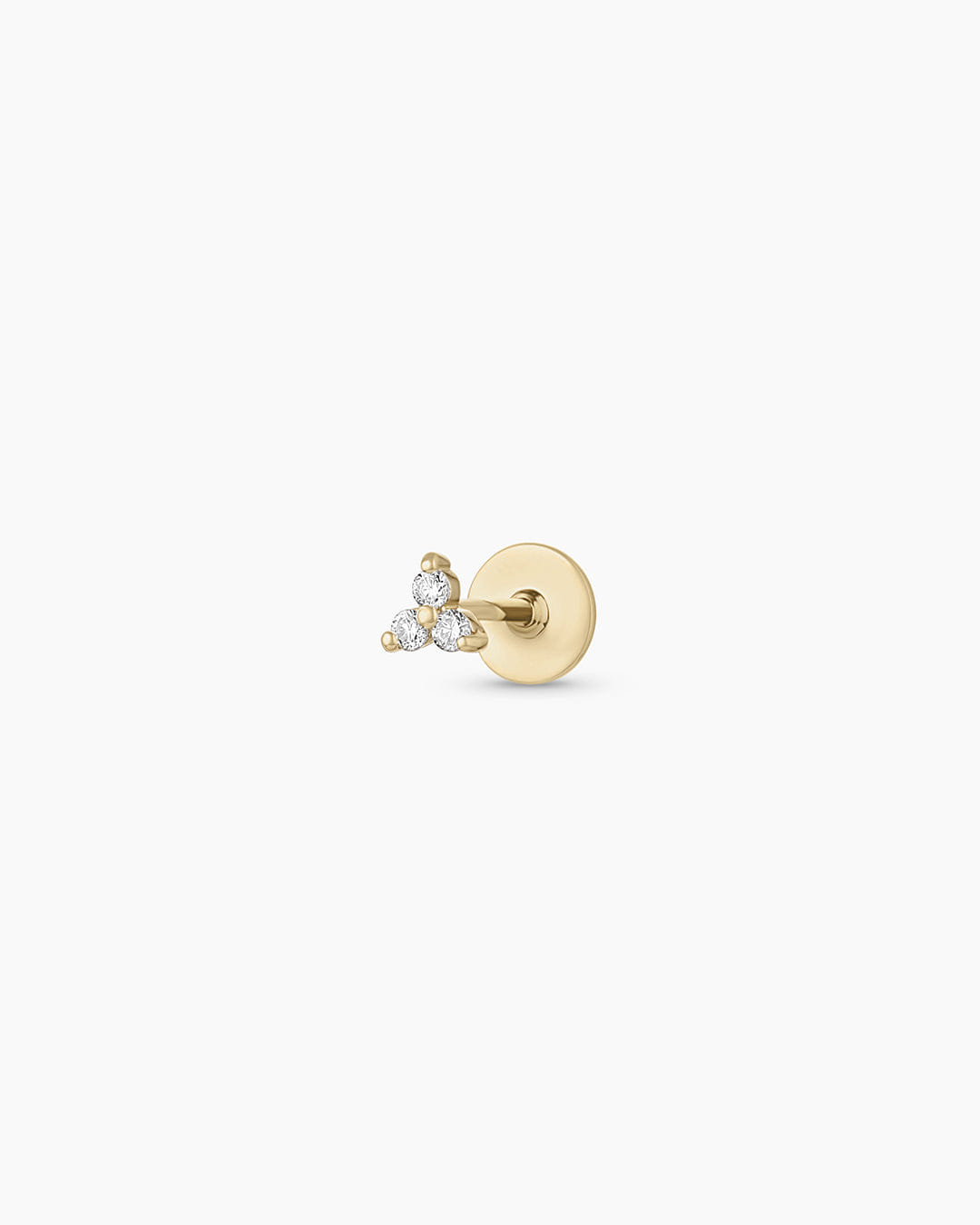 Fine 14K Diamond Bali Flat Back Single Stud