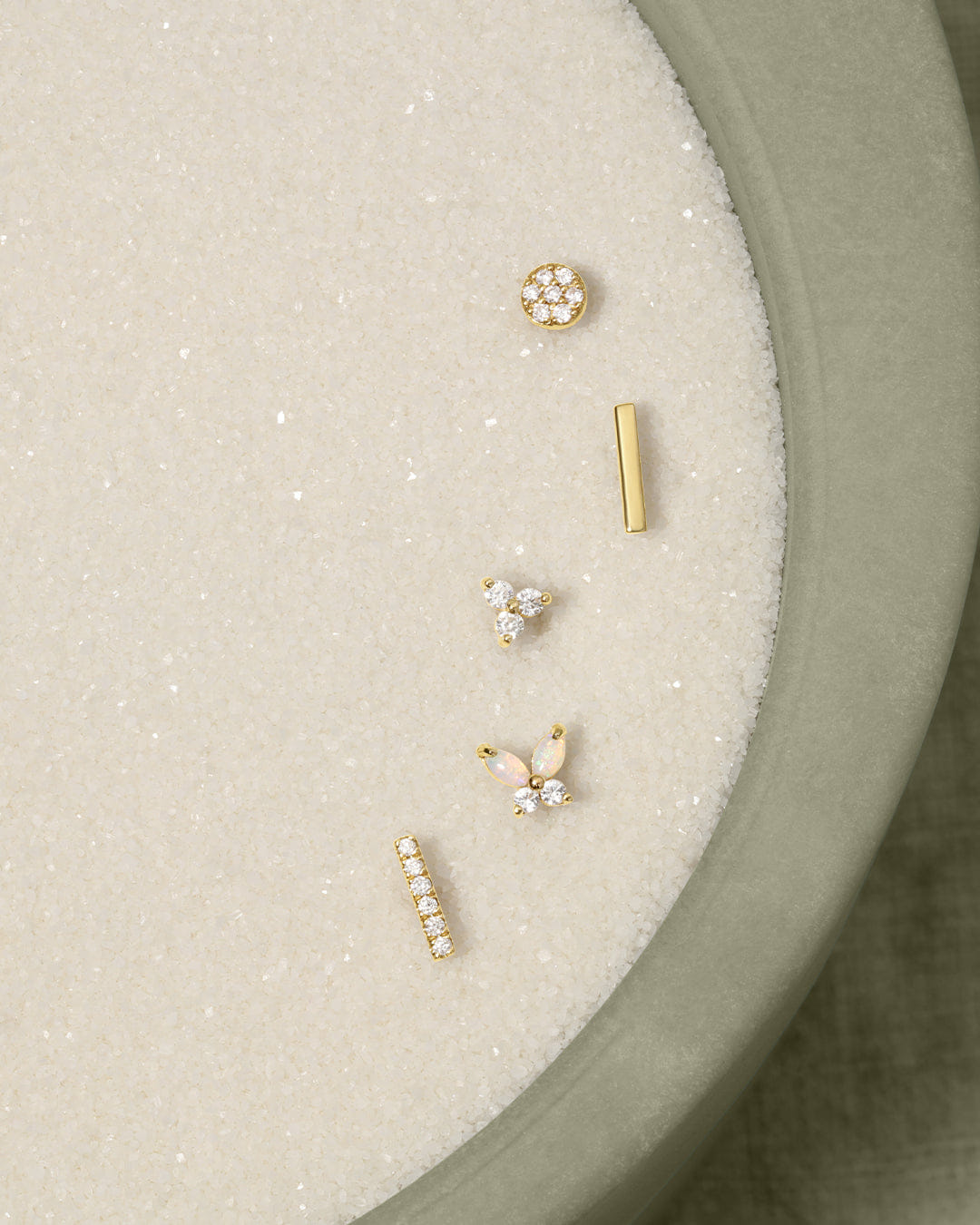 Fine 14K Diamond Bali Flat Back Single Stud