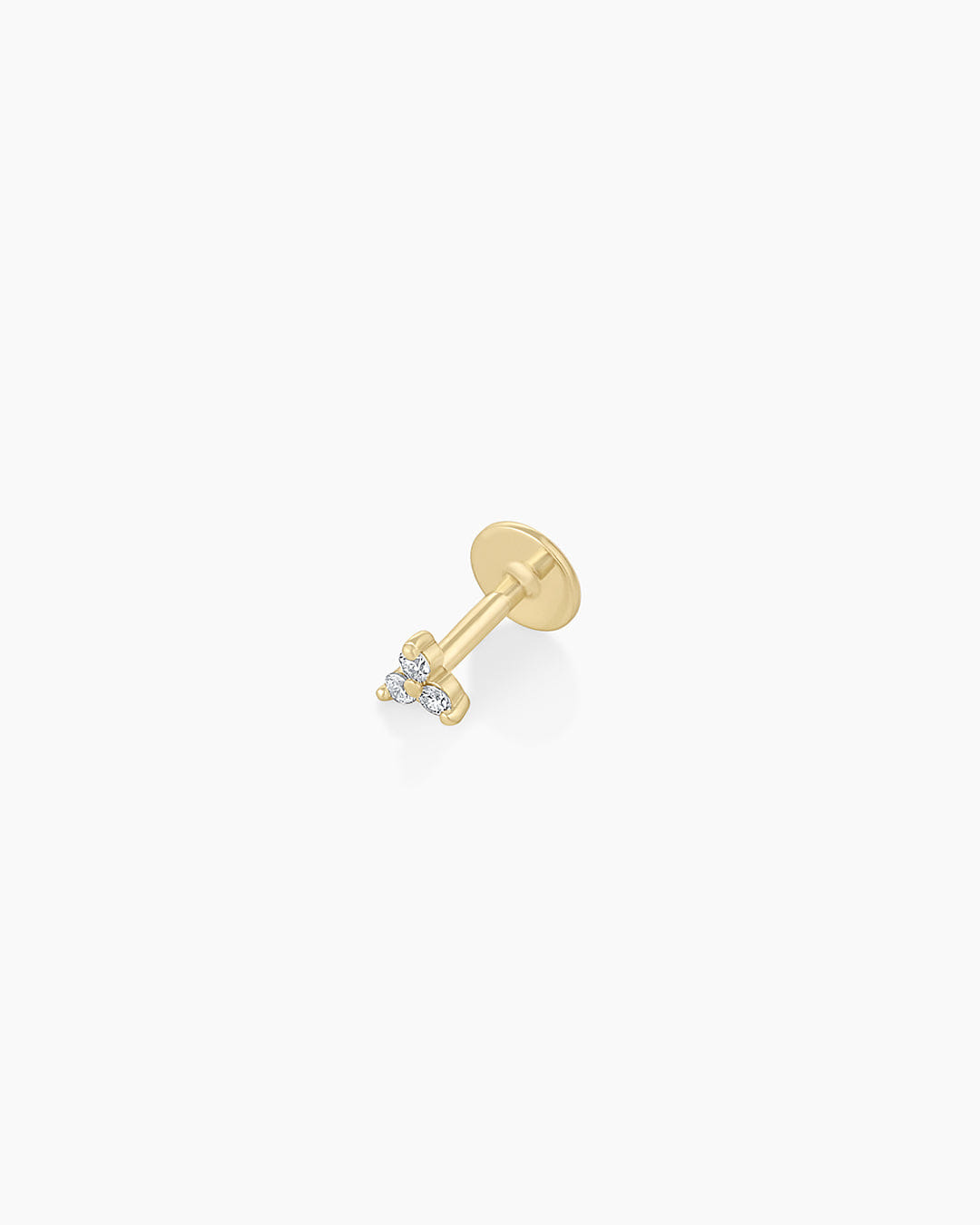 Fine 14K Diamond Bali Flat Back Single Stud