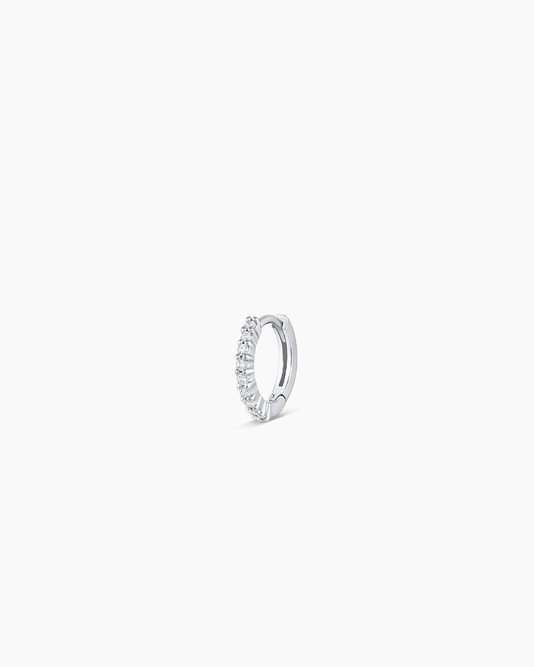 Fine 14K White Gold Diamond Pavé Single Huggie