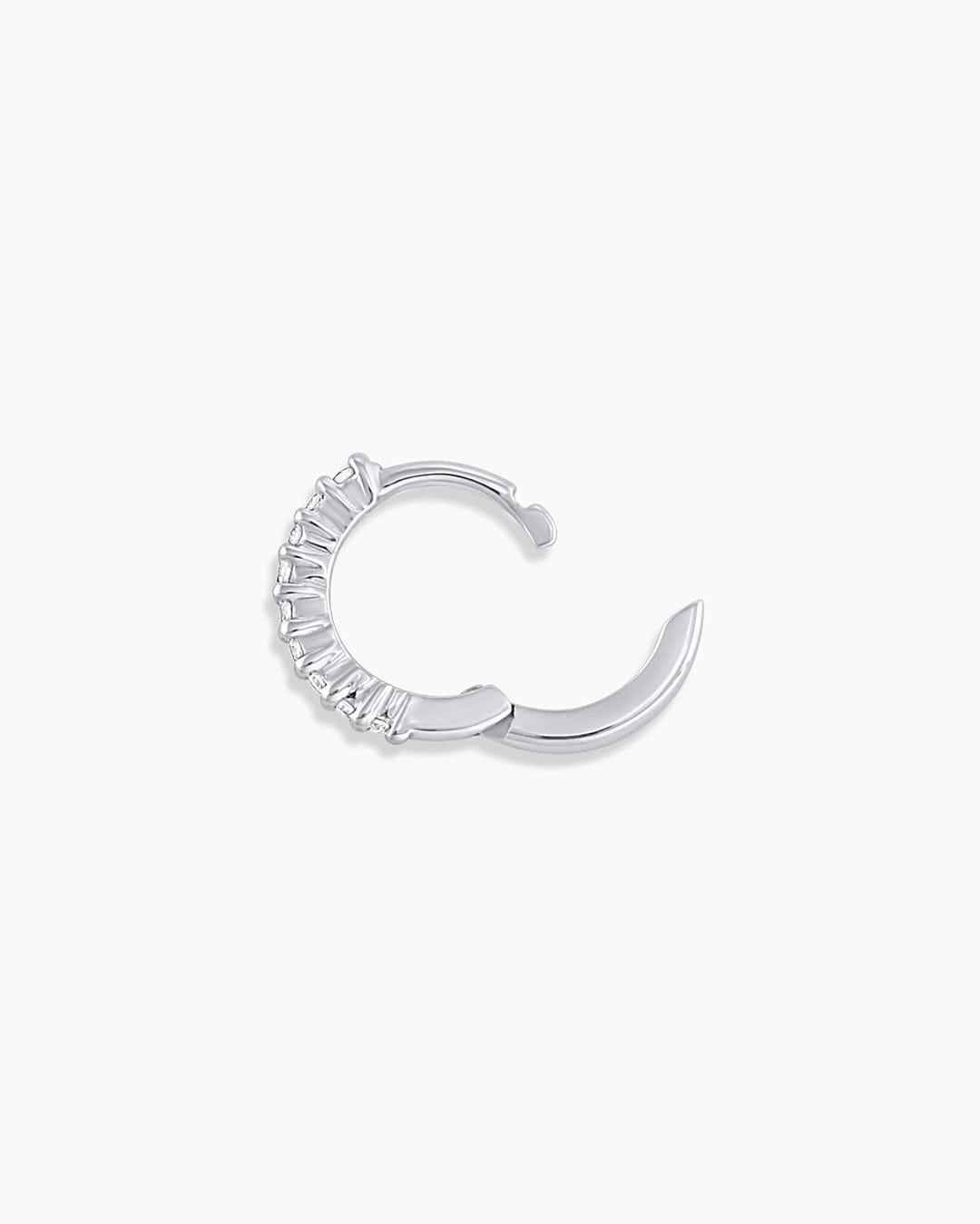 Fine 14K White Gold Diamond Pavé Single Huggie
