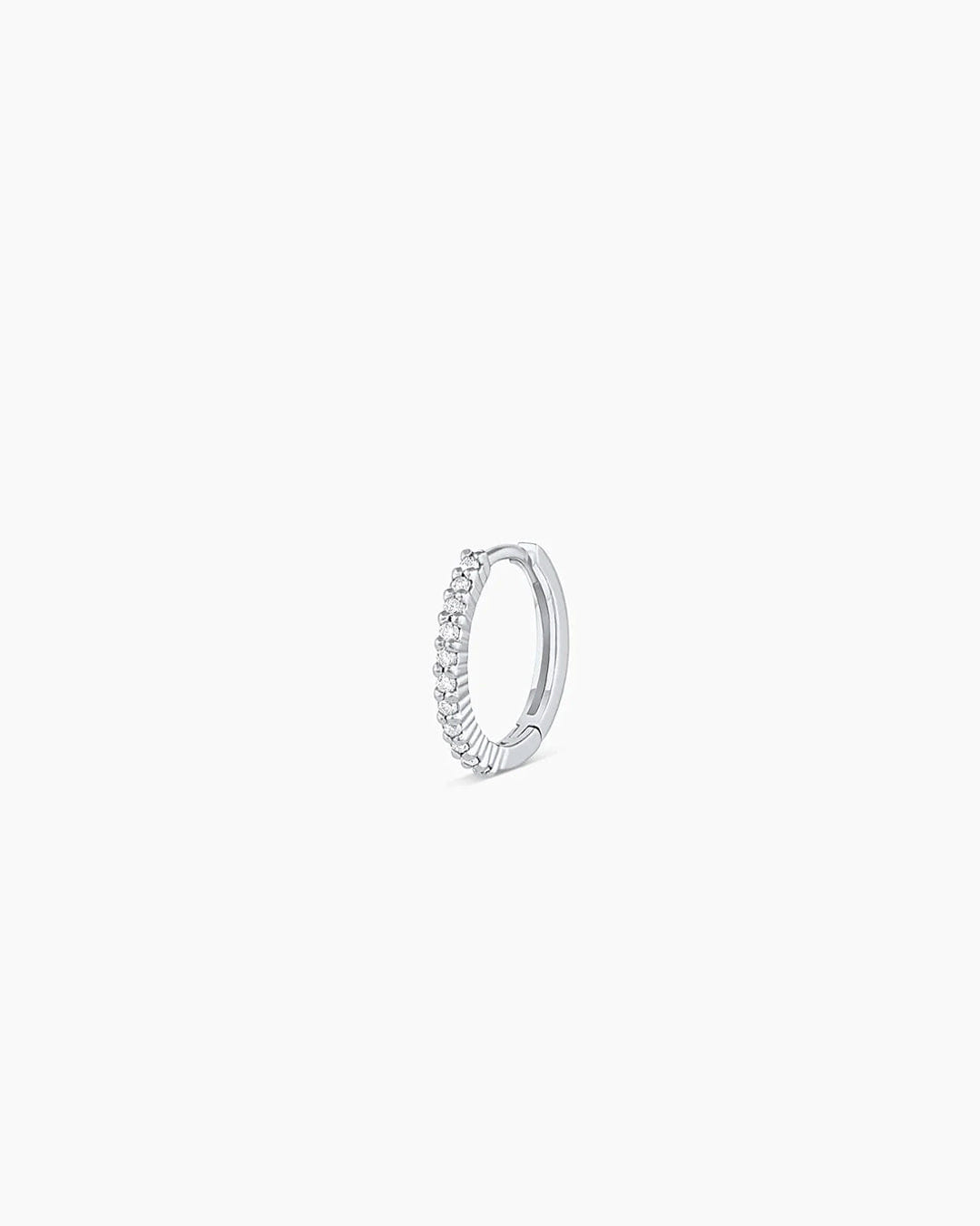 Fine 14K White Gold Diamond Pavé Single Huggie