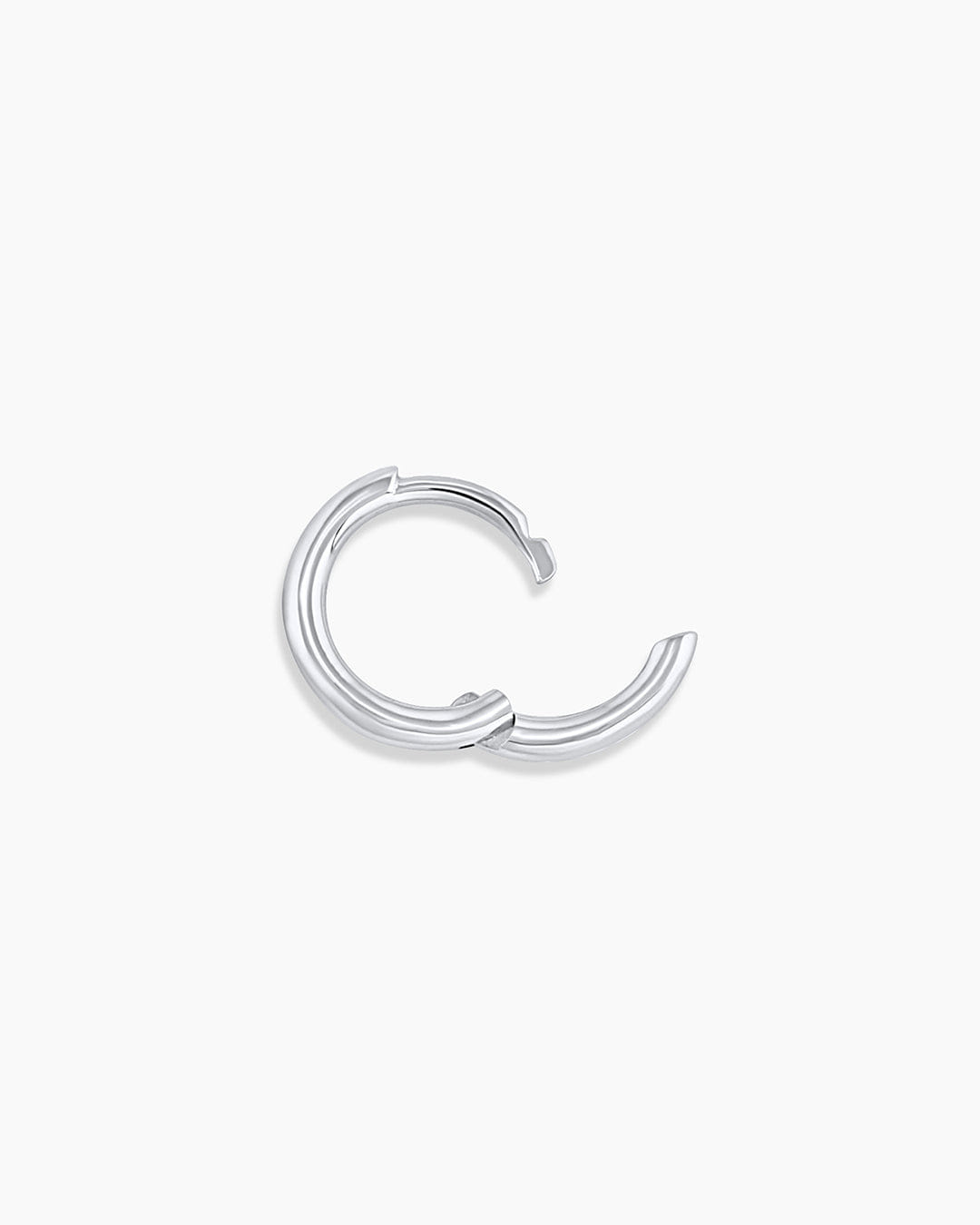 Fine 14K White Gold Classic Single Huggie