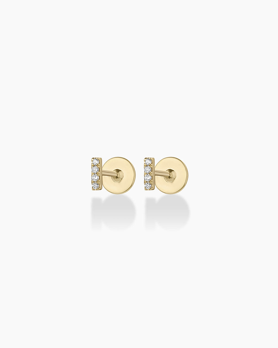 Fine 14K Diamond Pavé Bar Flat Back Studs