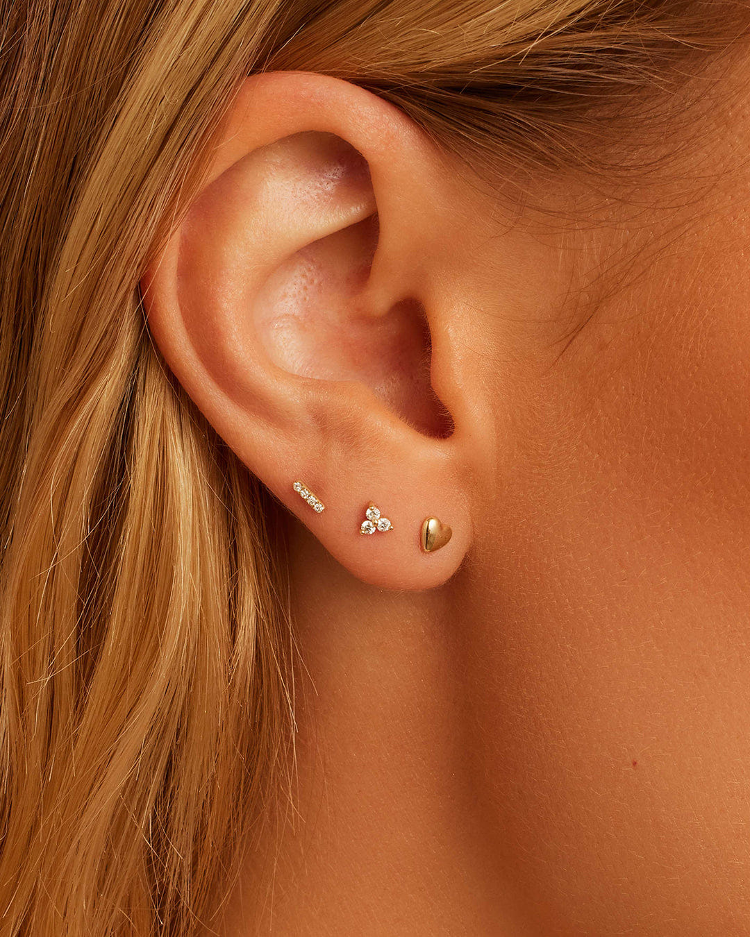 Fine 14K Diamond Pavé Bar Flat Back Studs
