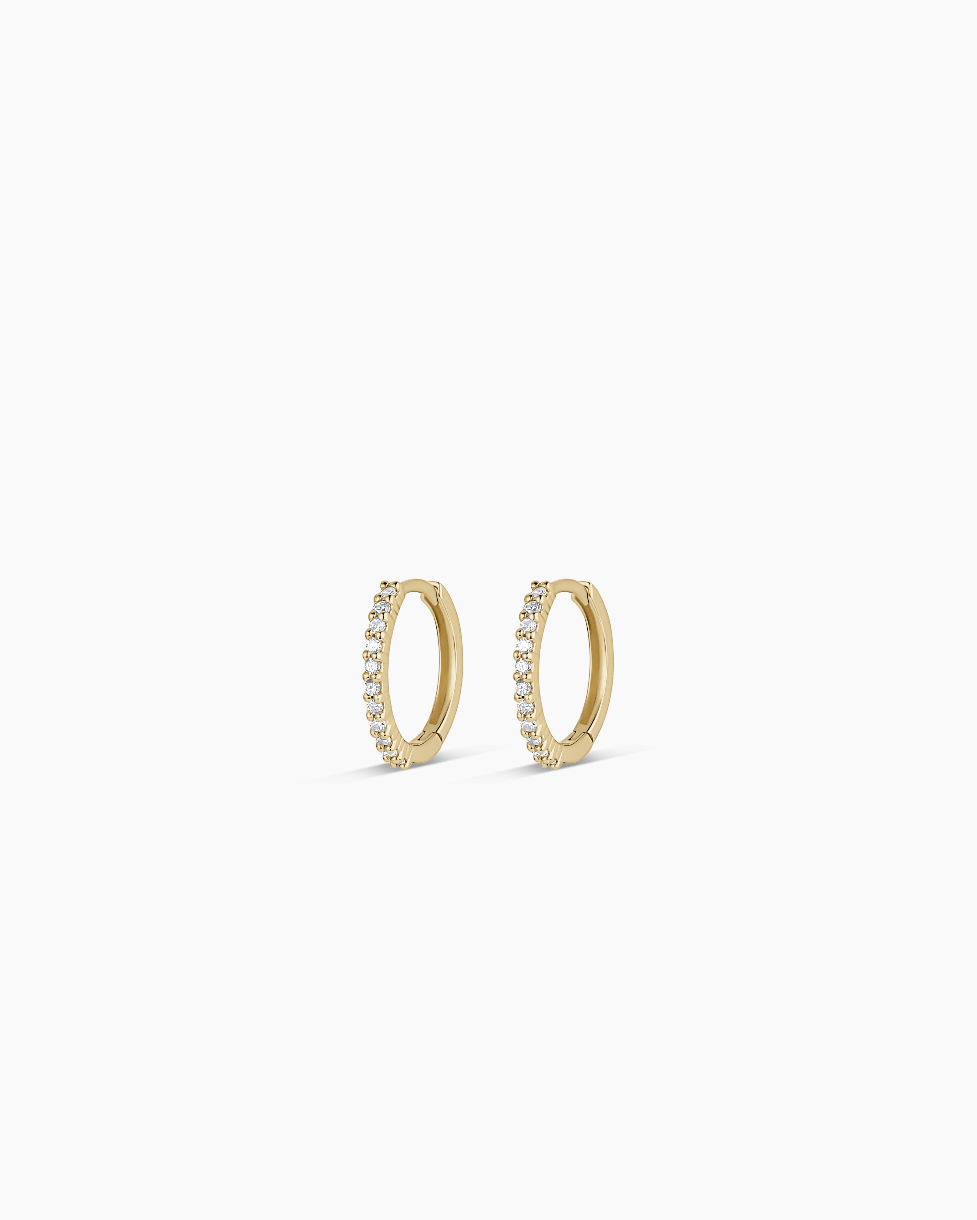 Fine 14K Diamond Pavé Huggies