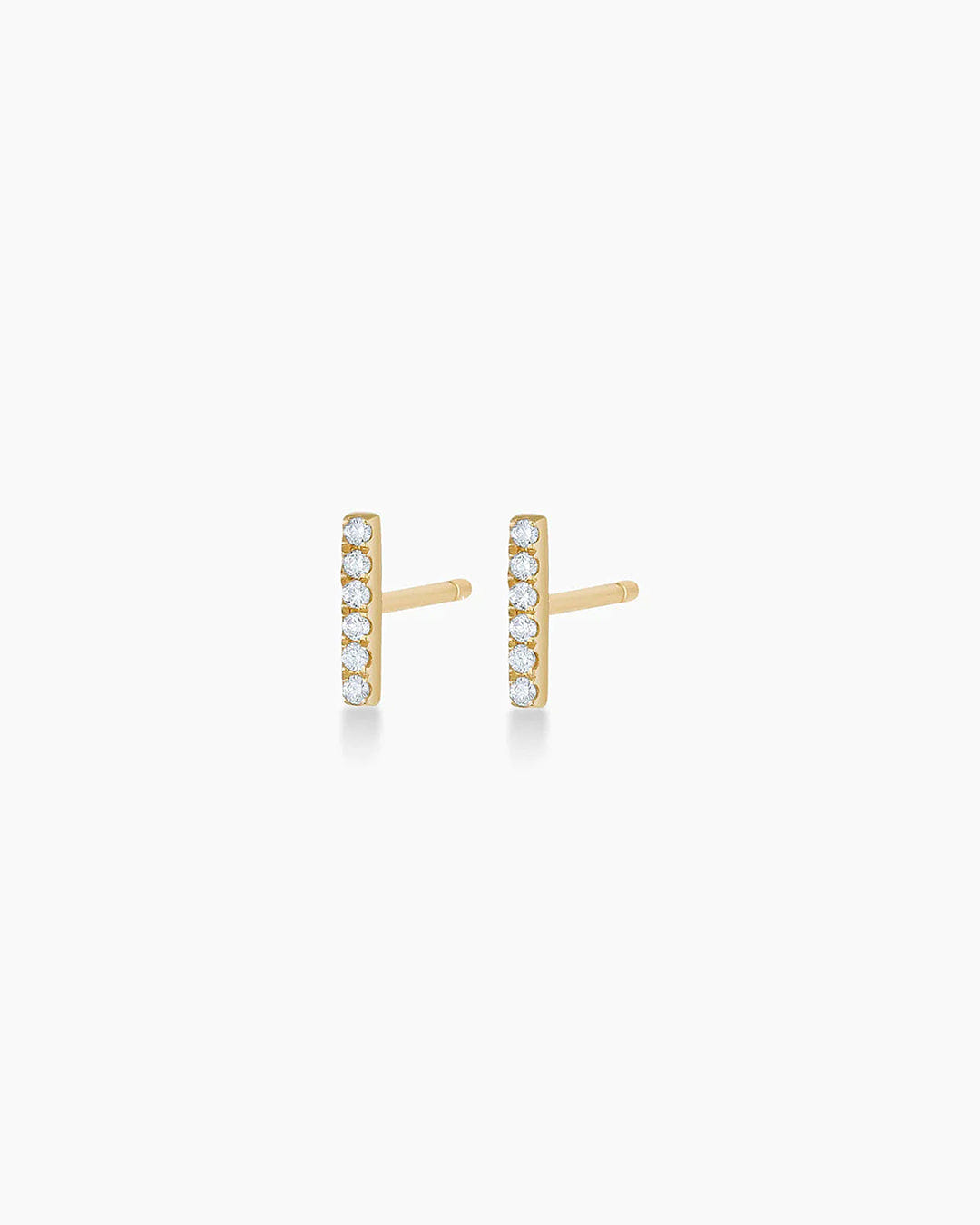 Fine 14K Diamond Bar Studs