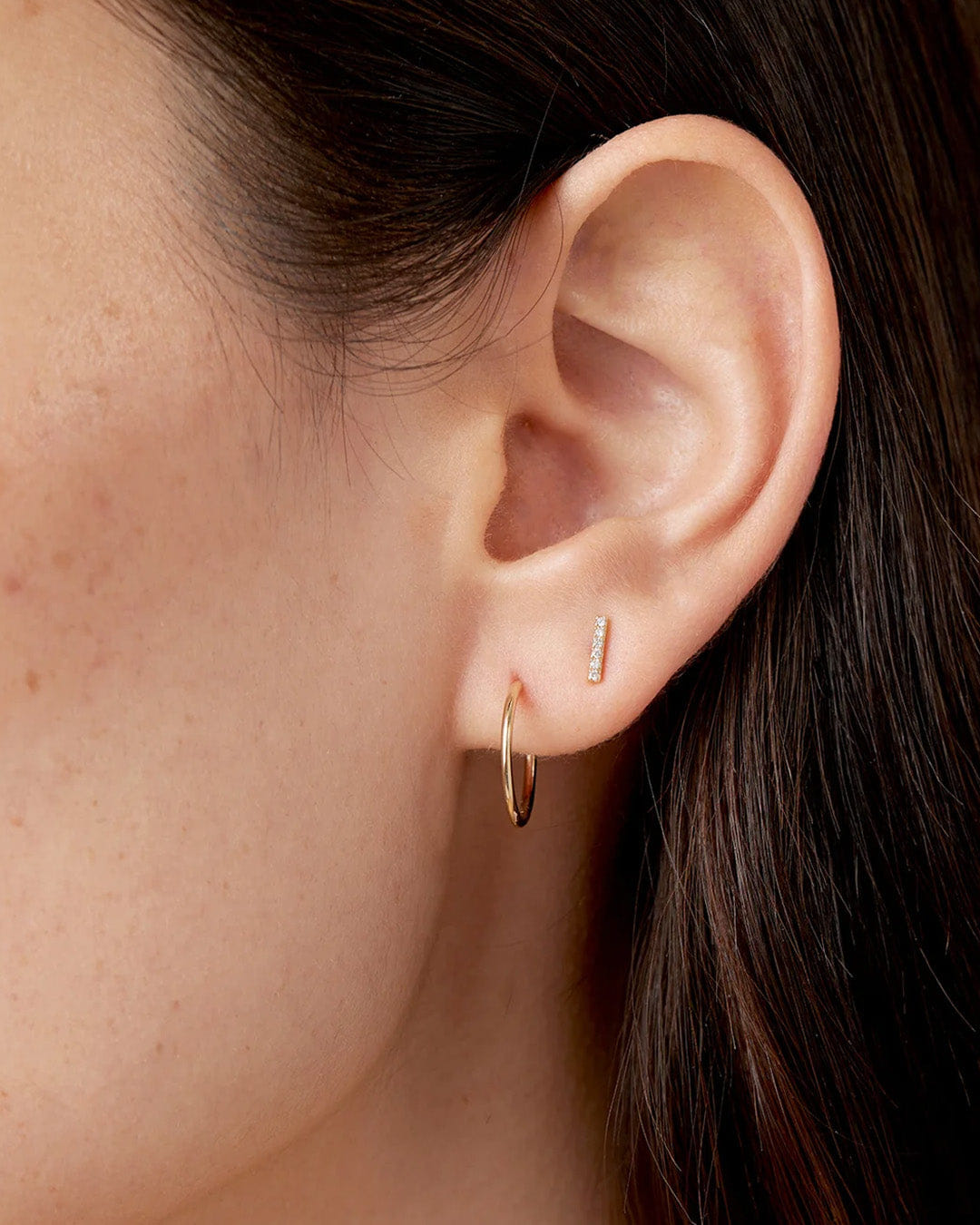 Fine 14K Diamond Bar Studs