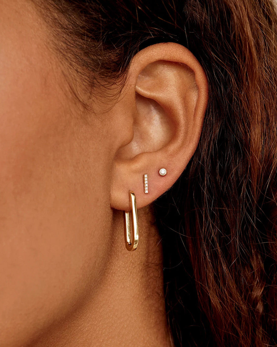 Fine 14K Diamond Bar Studs