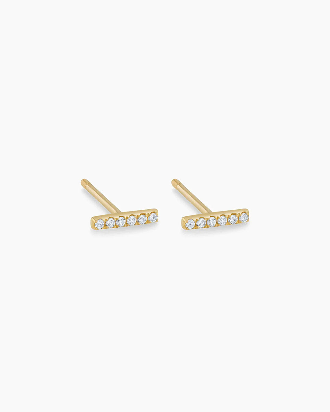 Fine 14K Diamond Bar Studs