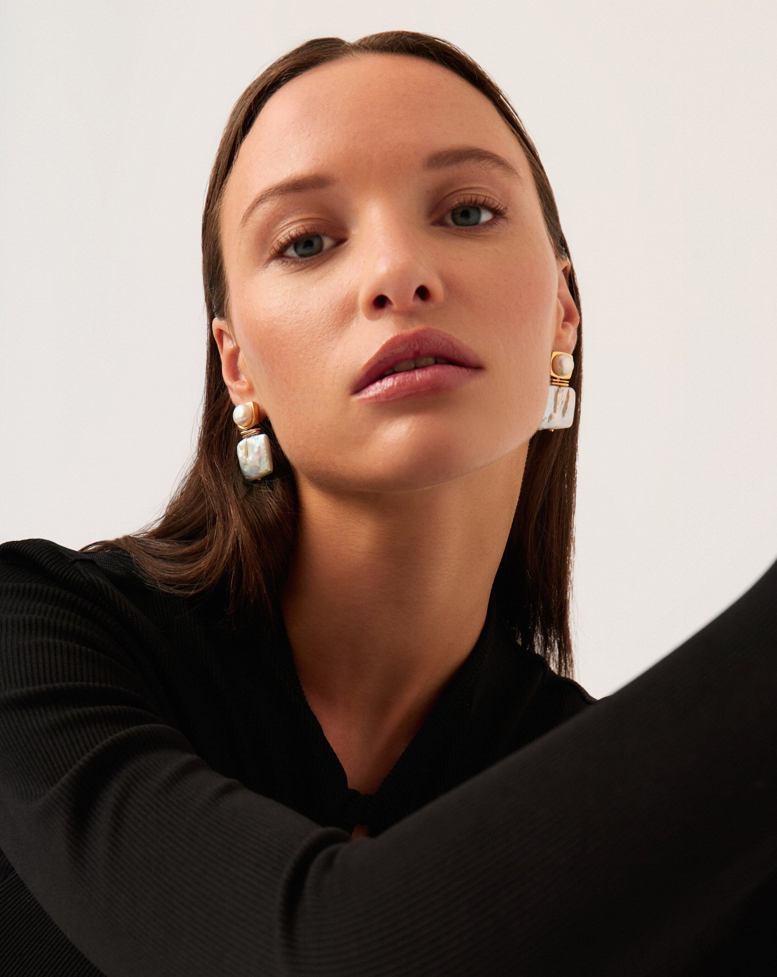 Pearl Square Pearl Statement Earrings | 18ct Gold Plated/Pearl