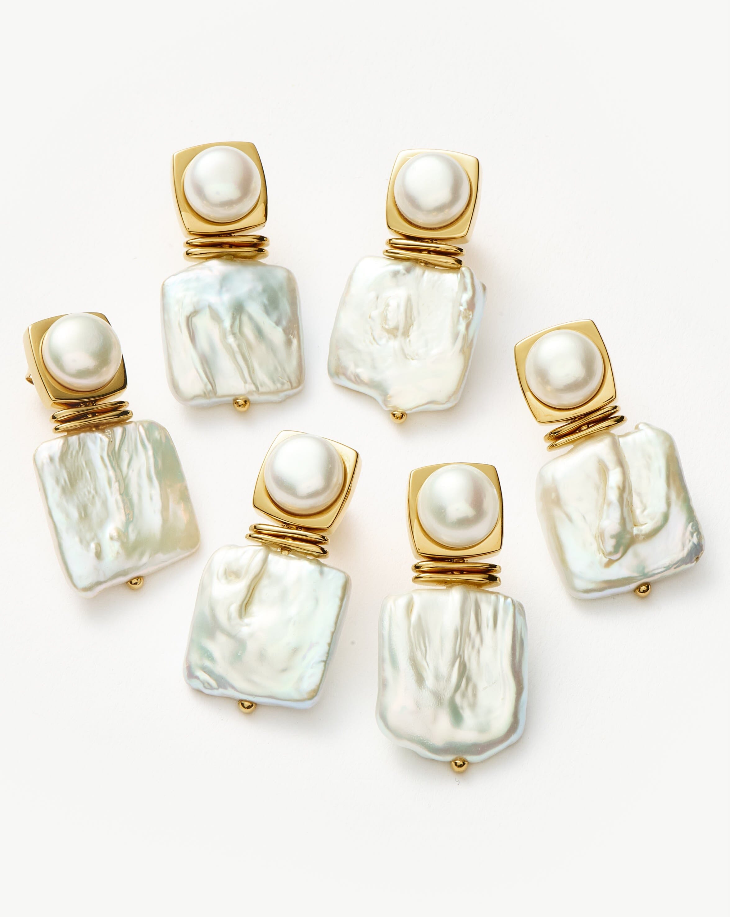 Pearl Square Pearl Statement Earrings | 18ct Gold Plated/Pearl