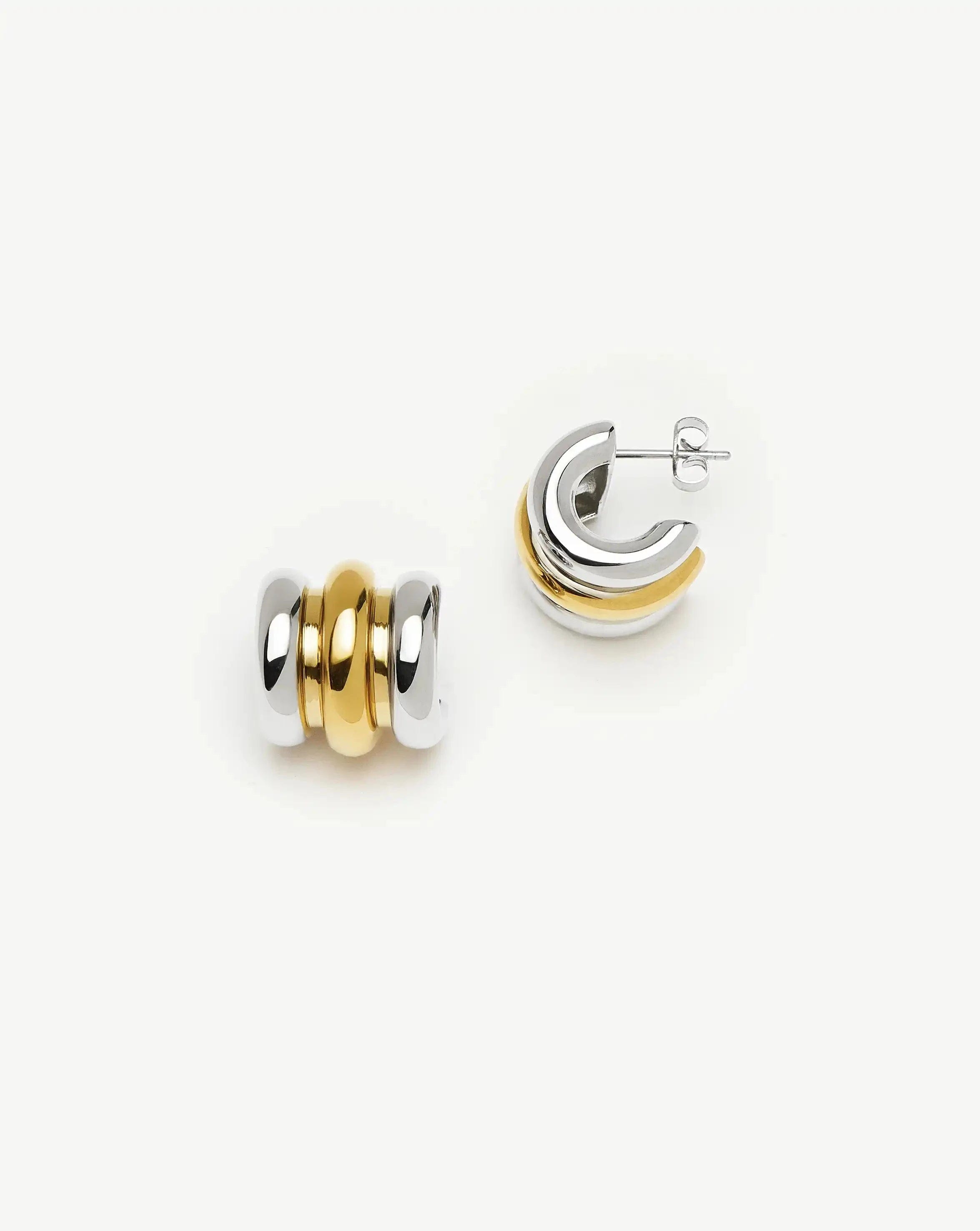 Triple Ridge Oversized Studs | 18ct Gold Plated/Platinum Plated